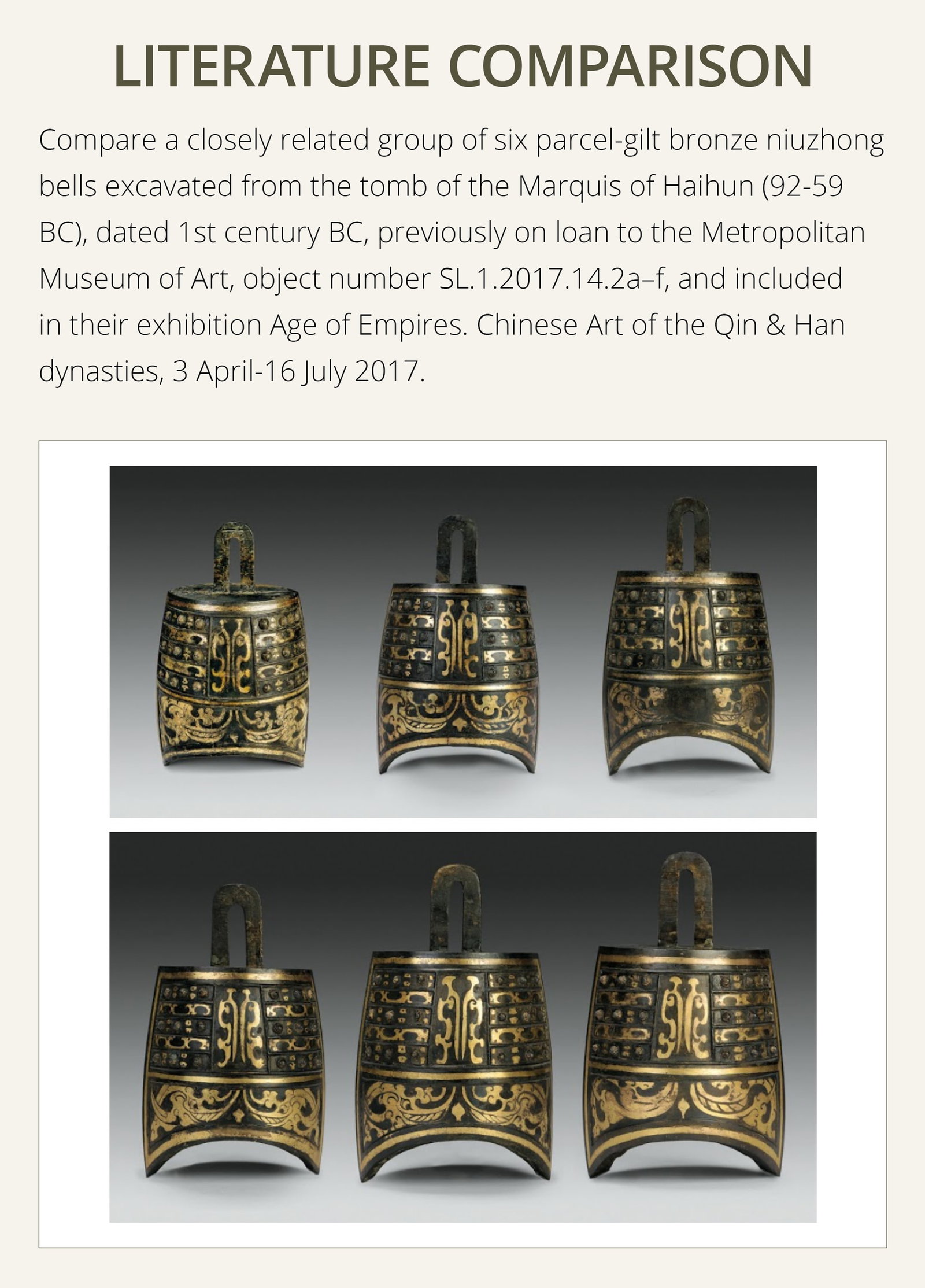A PARCEL-GILT AND INCISED BRONZE BELL, NIUZHONG, WESTERN HAN DYNASTY - 10