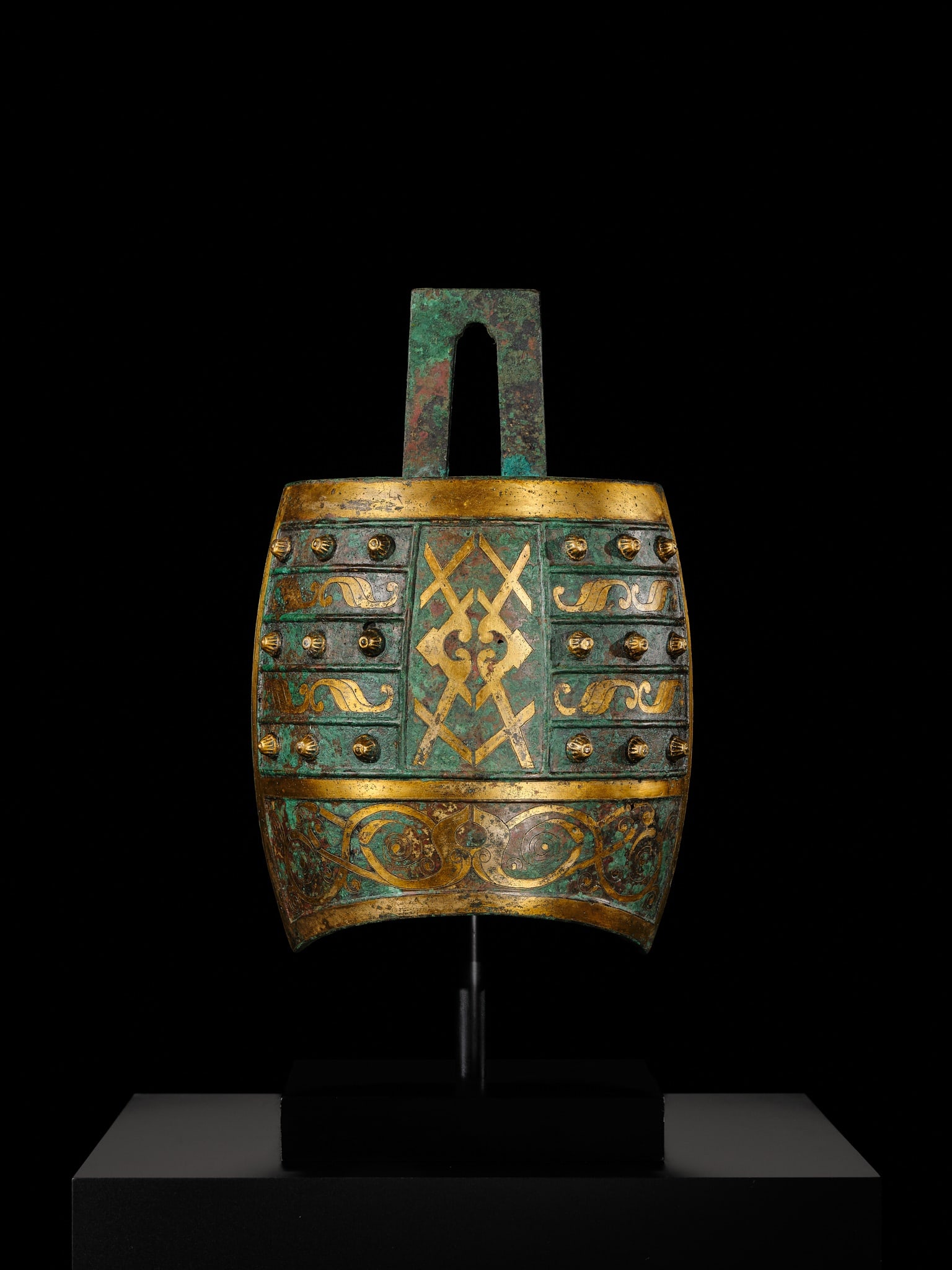 A PARCEL-GILT AND INCISED BRONZE BELL, NIUZHONG, WESTERN HAN DYNASTY - 11