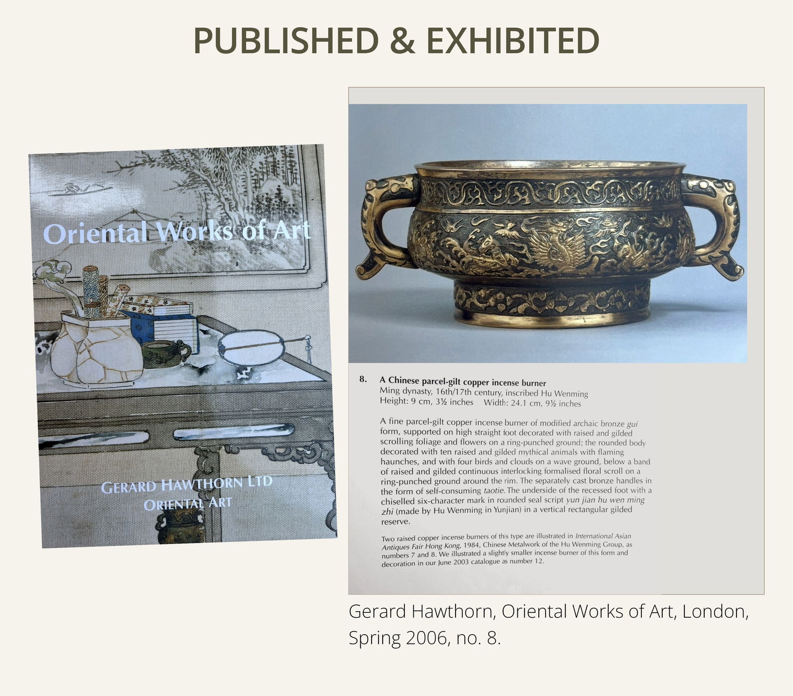 A HU WENMING PARCEL-GILT BRONZE 'TEN MYTHICAL BEASTS' CENSER, GUI, MING DYNASTY - 4