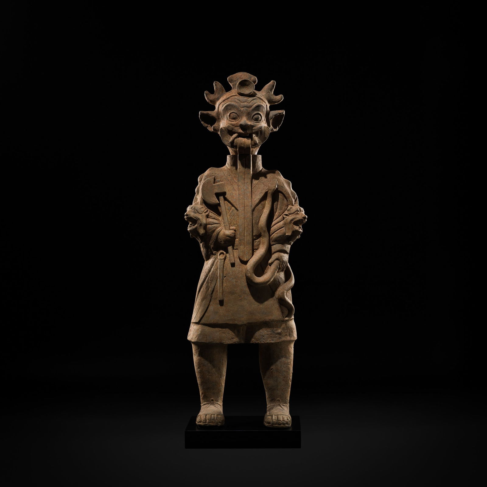 A LARGE POTTERY FIGURE OF A TOMB SHAMAN, SICHUAN, HAN DYNASTY - 6
