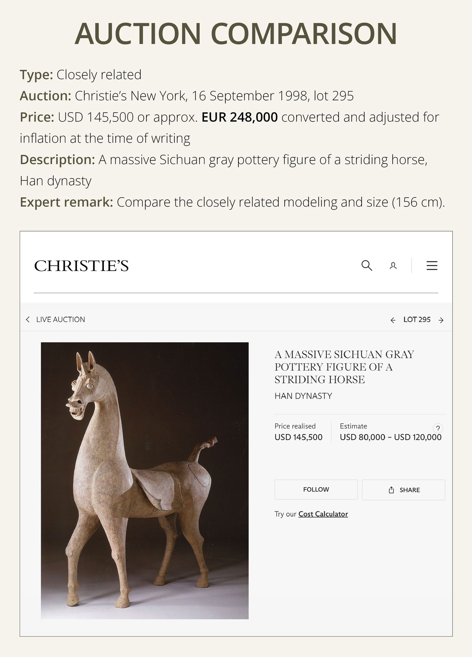 A MONUMENTAL AND HIGHLY IMPORTANT SICHUAN POTTERY HORSE, HAN DYNASTY, THE LARGEST EVER RECORDED FROM - 4