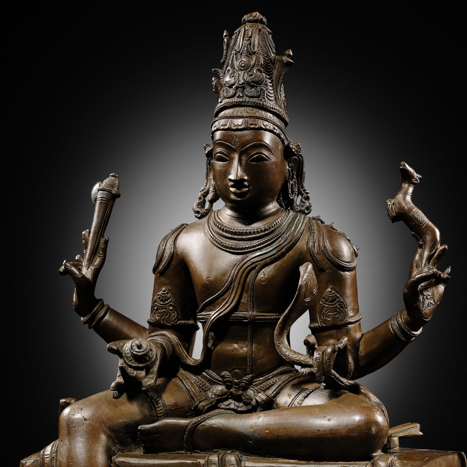 A LARGE BRONZE FIGURE OF SHIVA VISHAPAHARANA, VIJAYANAGARA OR NAYAKA PERIOD, 17TH-18TH CENTURY (1 of 19)