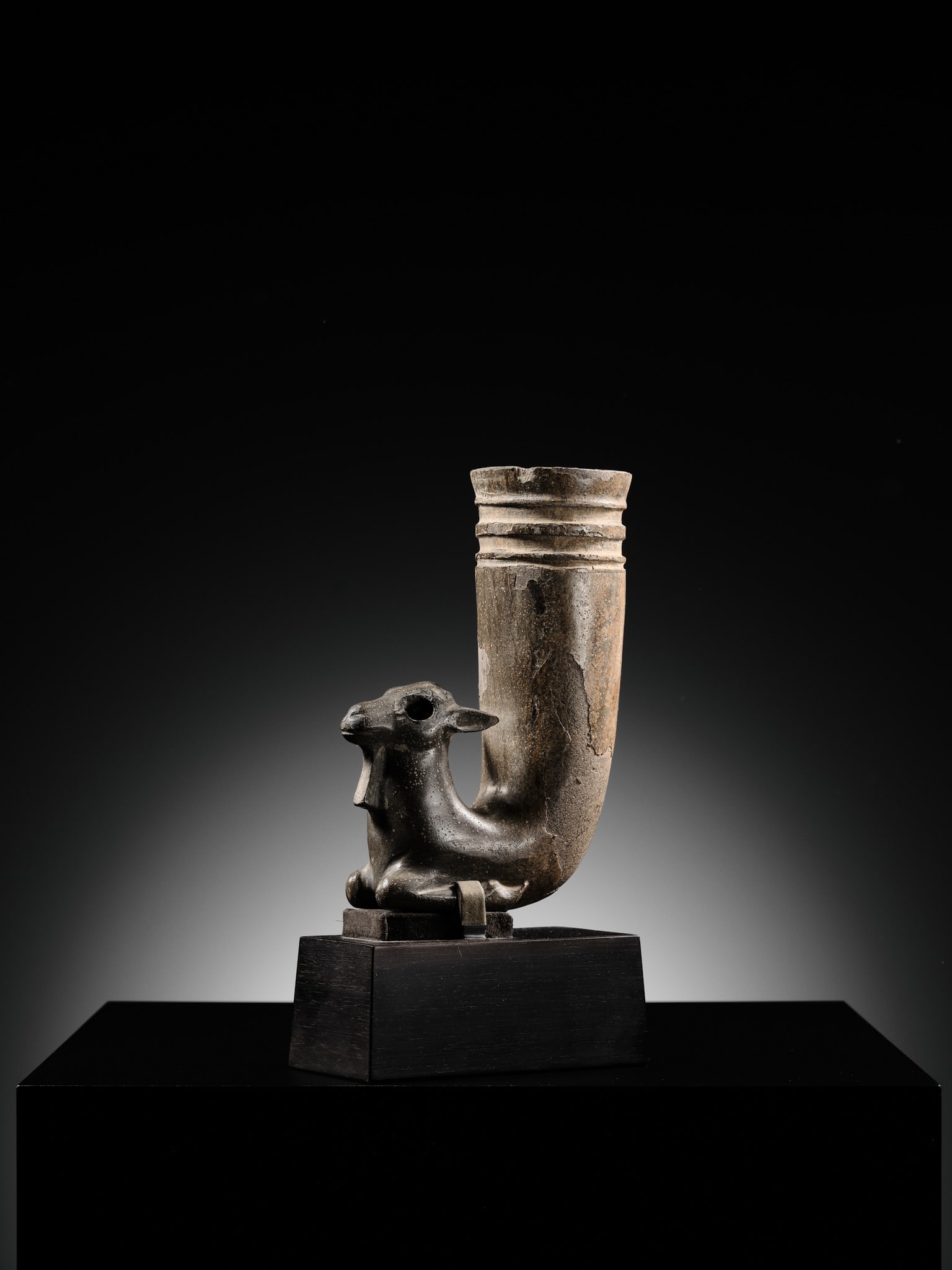 AN ANCIENT PERSIAN 'IBEX' STEATITE RHYTON, 2ND-1ST MILLENIUM BC - 10