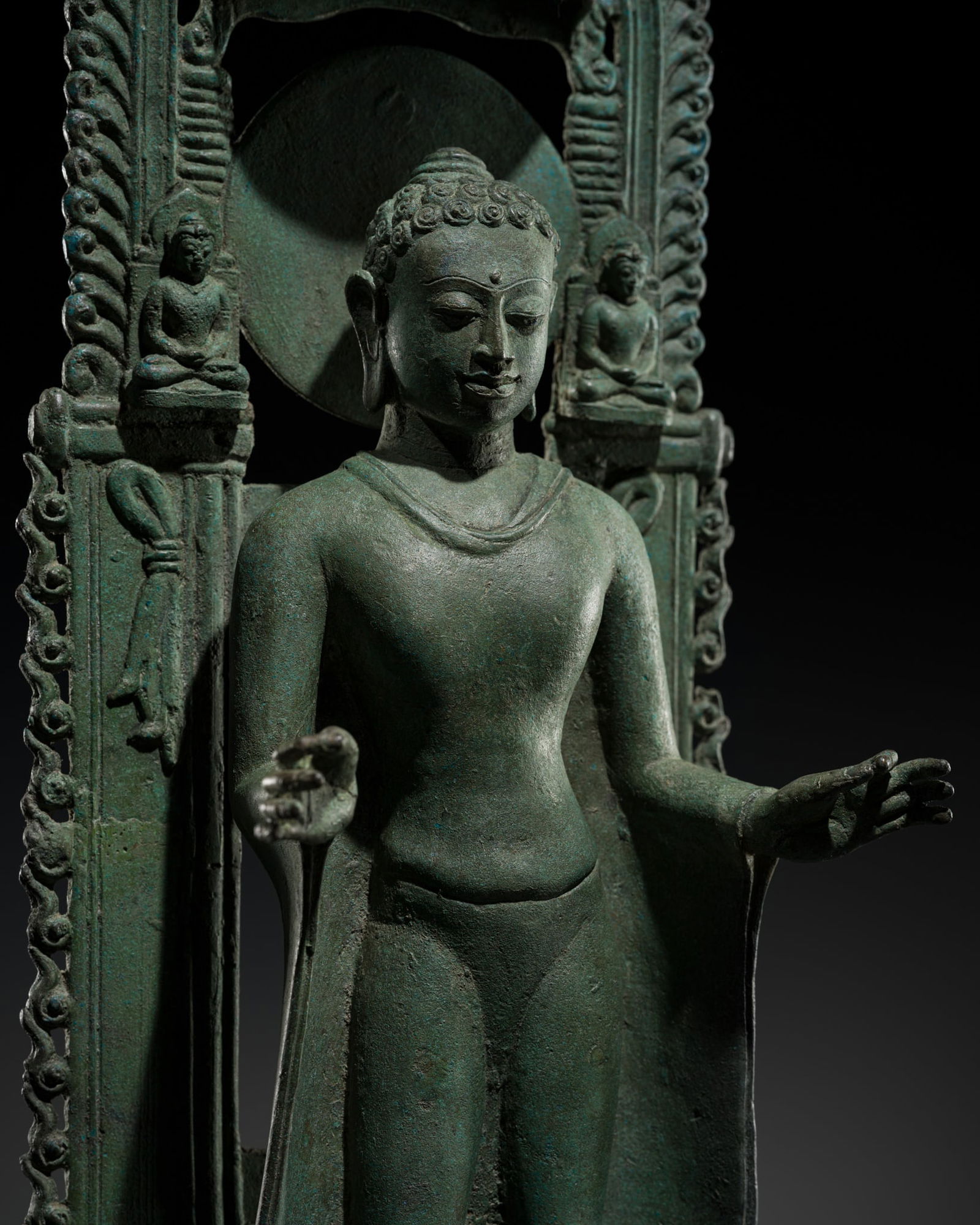 A LARGE AND HIGHLY IMPORTANT BRONZE FIGURE OF THE ENTHRONED BUDDHA, SRIVIJAYA EMPIRE, SUMATRA, (1 of 20)