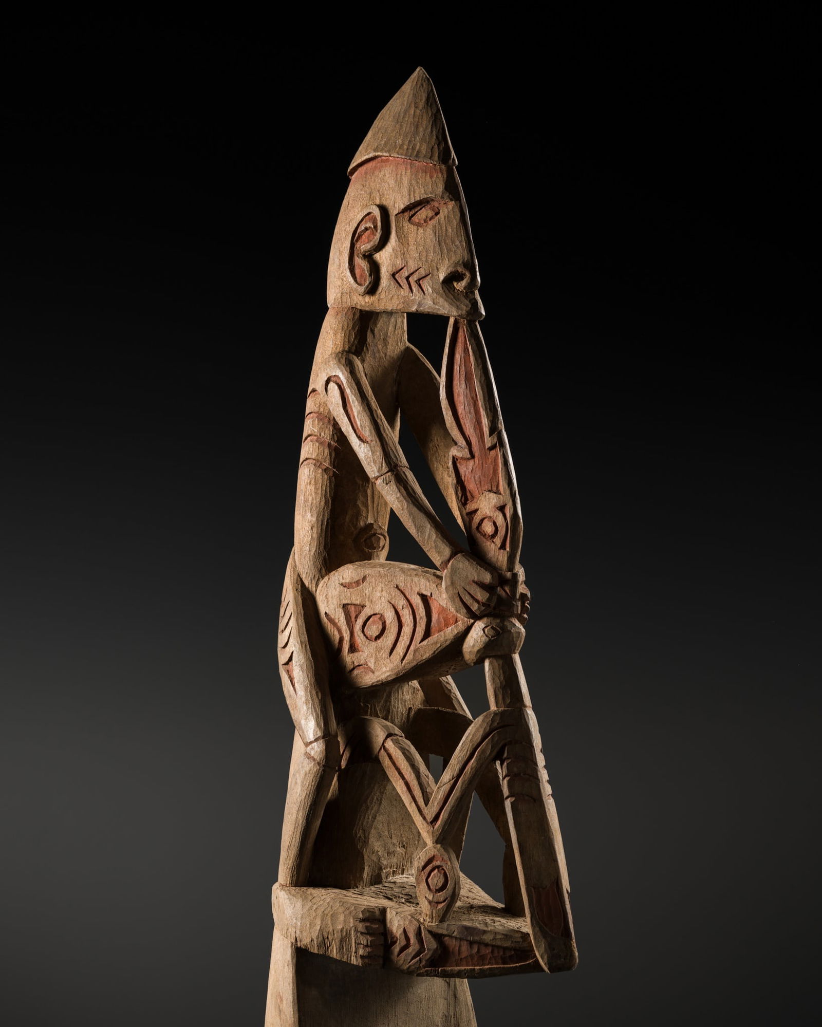 A 'PRAYING MANTIS AND HORNBILL' WOOD CANOE PROW, ASMAT, CASUARINA COAST, 17TH CENTURY (1 of 14)