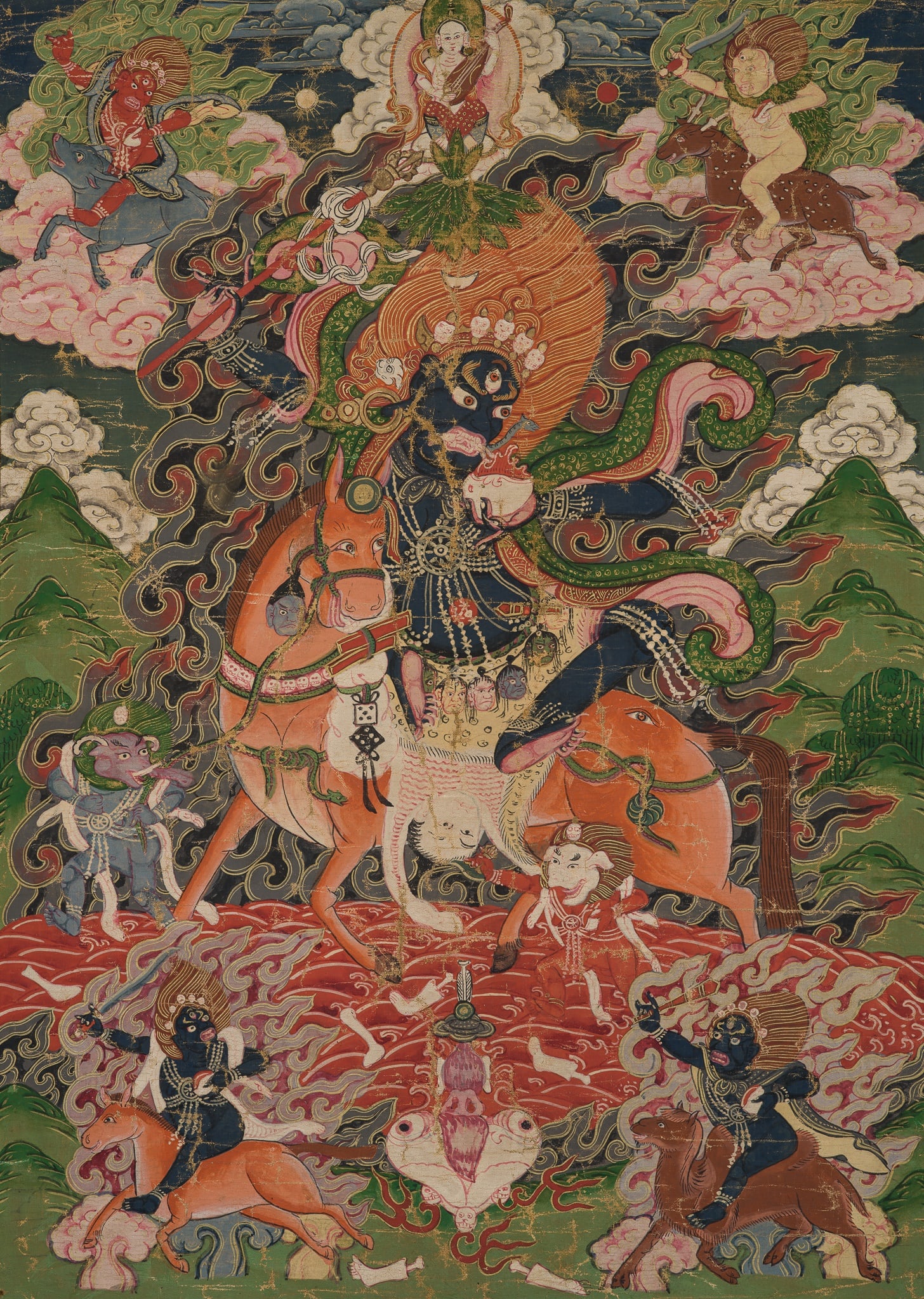 A THANGKA DEPICTING SHRI DEVI, MAGZOR GYALMO, HIMALAYAN REGION, 18TH CENTURY (1 of 17)