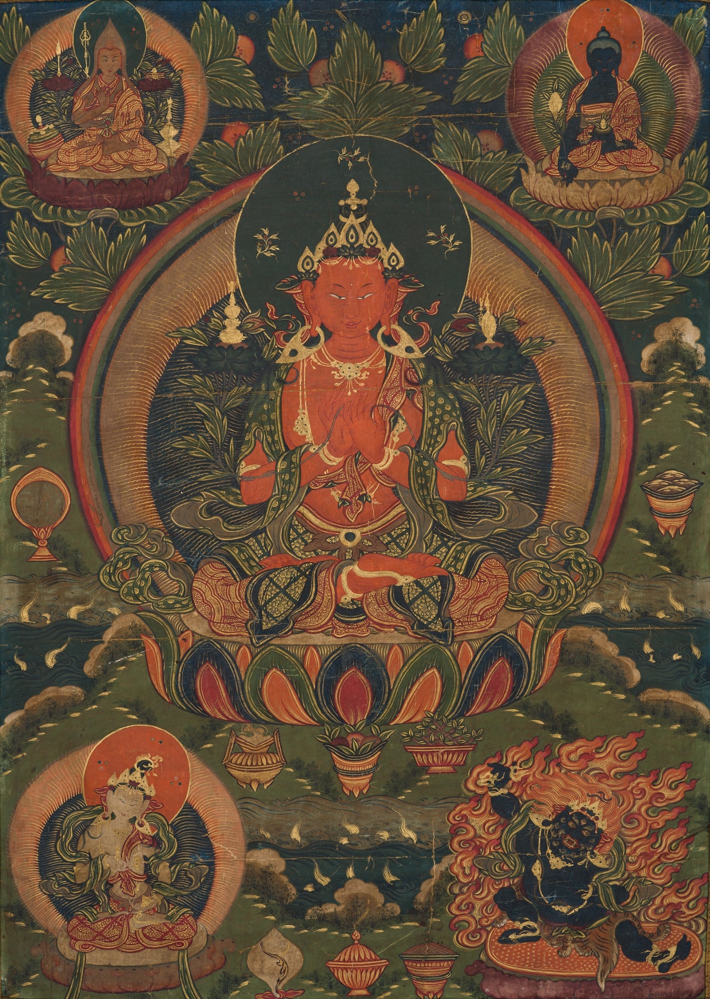 A FINE THANGKA DEPICTING MAITREYA, HIMALAYAN REGION, LATE 18TH TO EARLY 19TH CENTURY (1 of 16)