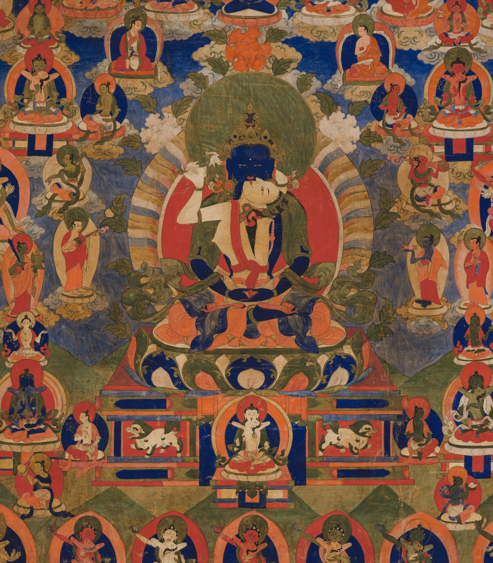 A FINE THANKA DEPICTING SAMANTABHADRA WITH CONSORT, TIBET, 18TH-19TH CENTURY (1 of 19)