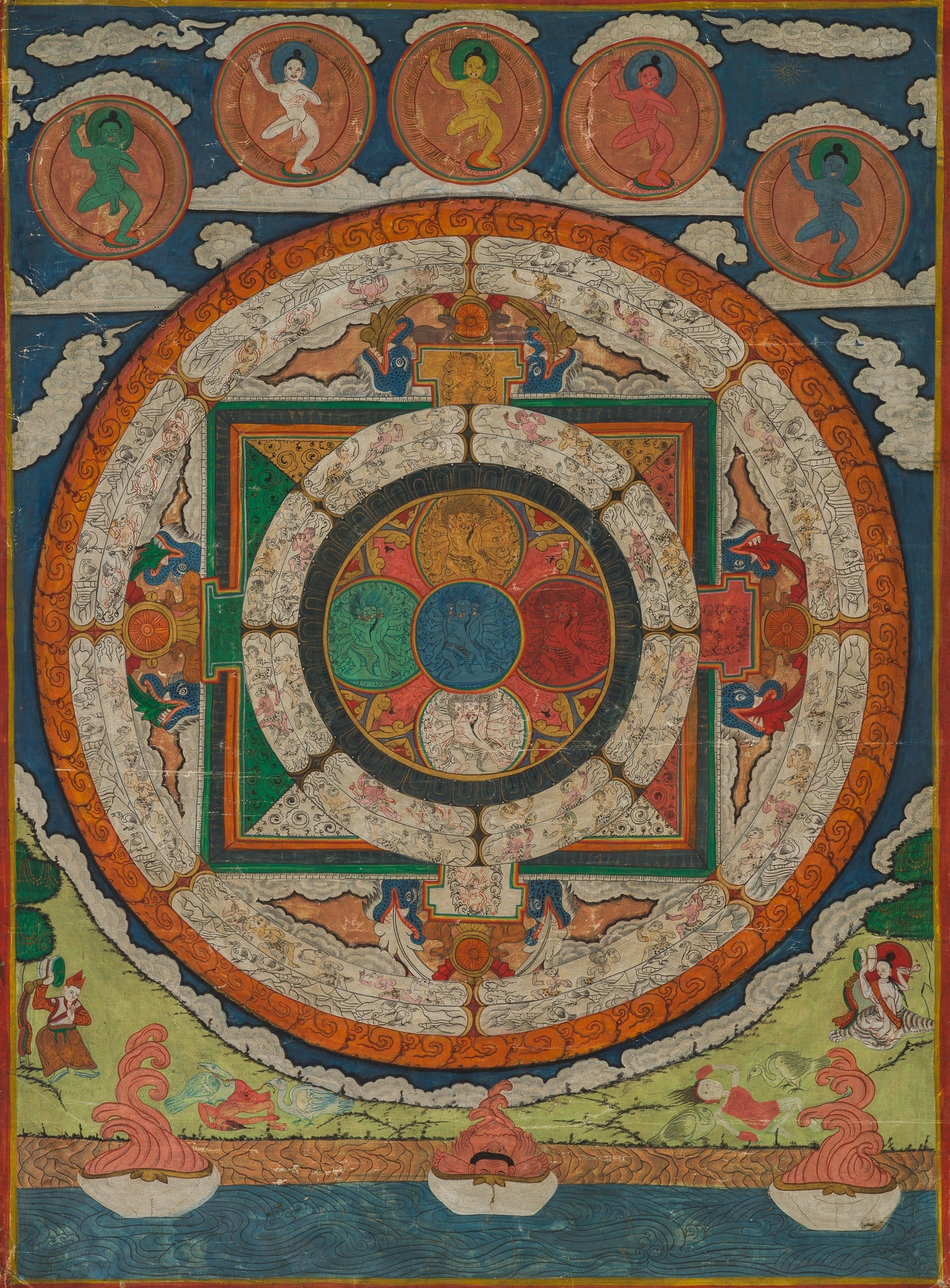 A CHAKRASAMVARA MANDALA THANGKA, TIBET, 19TH TO EARLY 20TH CENTURY (1 of 9)