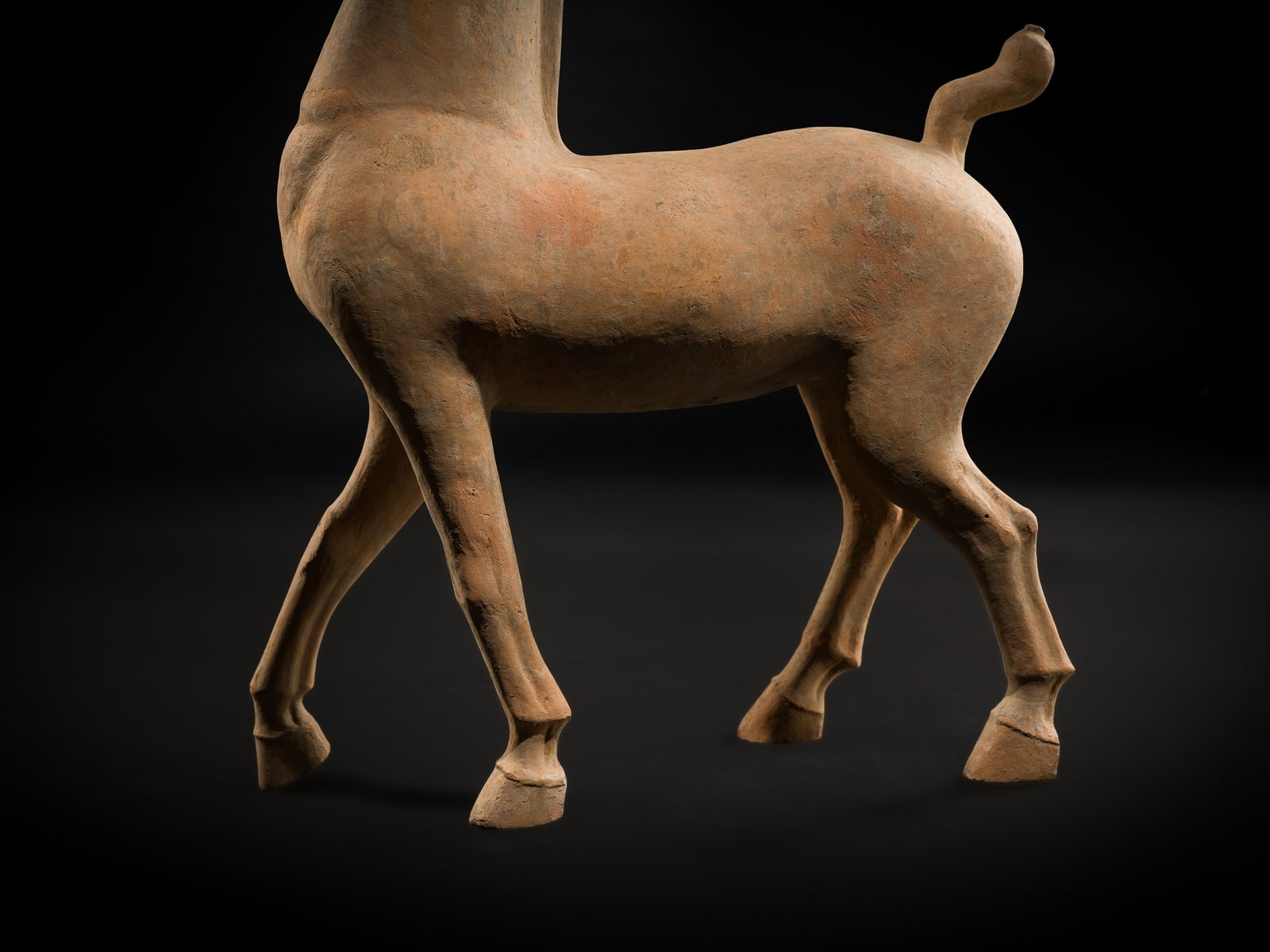 A LARGE SICHUAN POTTERY FIGURE OF A HORSE, EASTERN HAN DYNASTY, LENGTH 101 CM - 16