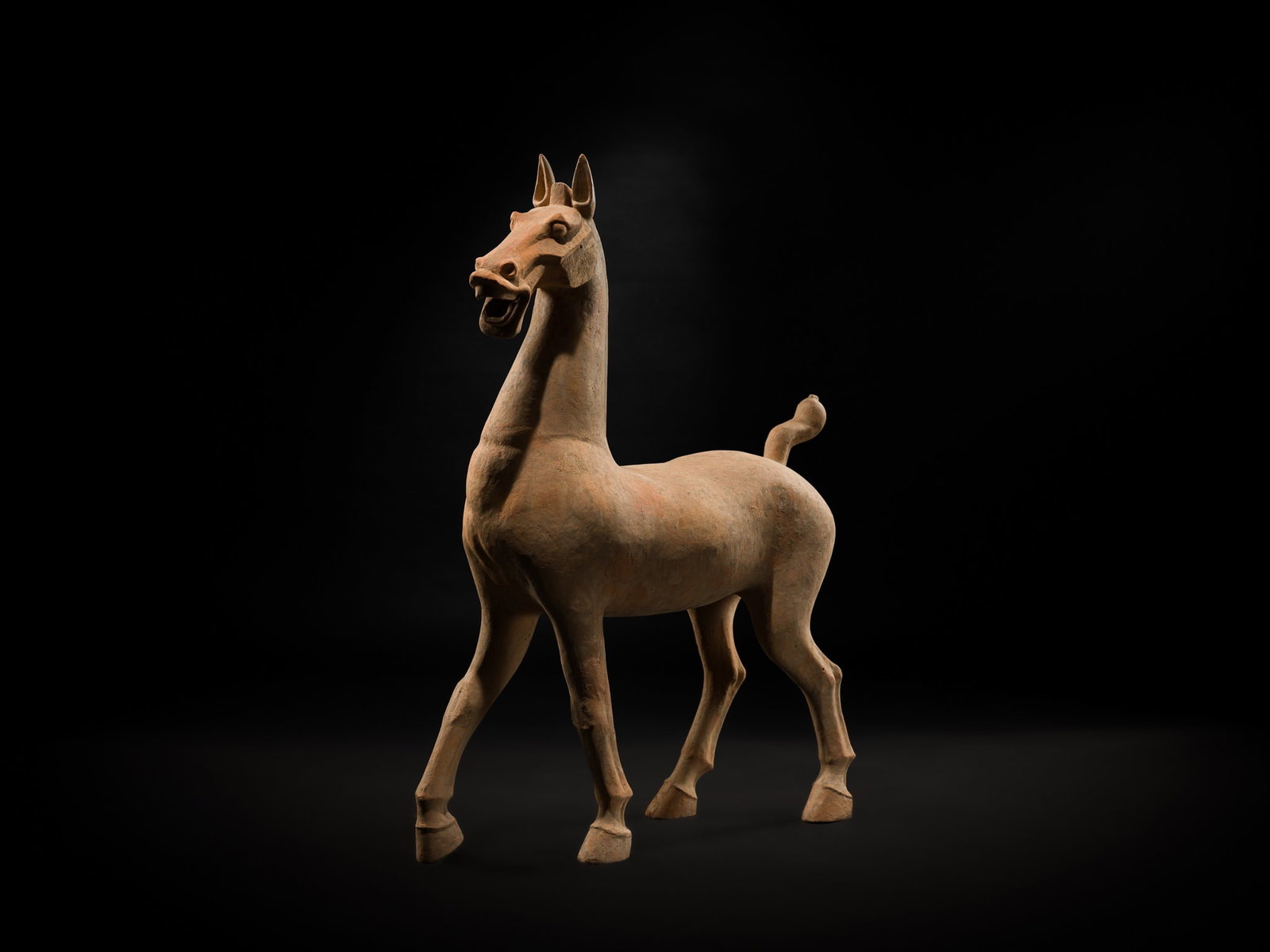 A LARGE SICHUAN POTTERY FIGURE OF A HORSE, EASTERN HAN DYNASTY, LENGTH 101 CM - 6