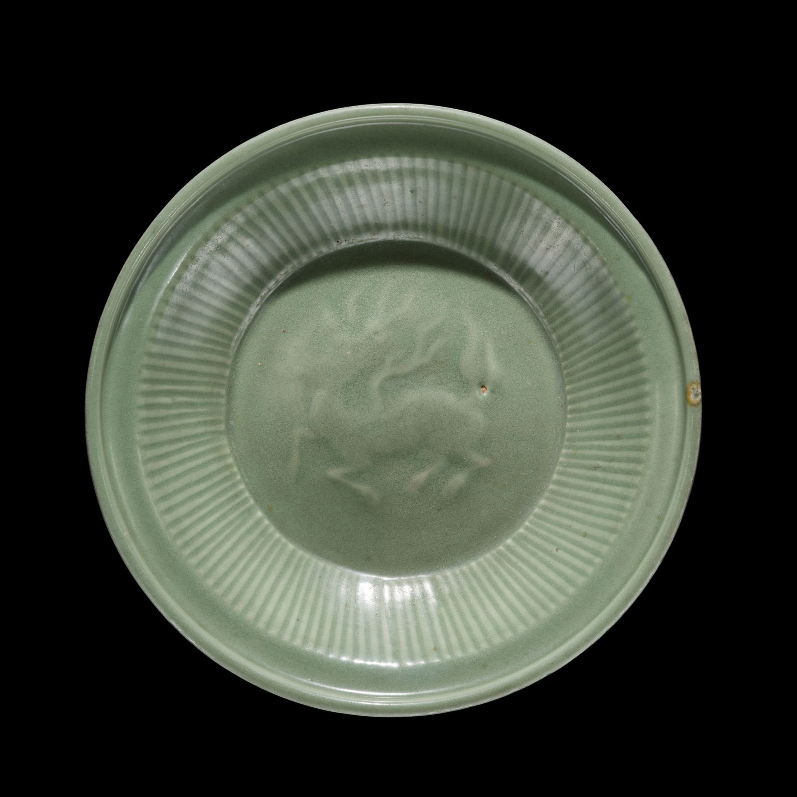 A LONGQUAN CELADON 'QILIN' DISH, YUAN DYNASTY (1 of 8)