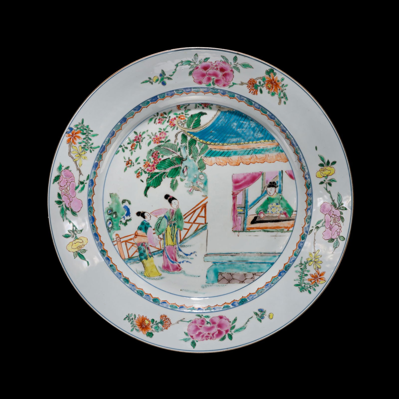 A LARGE FAMILLE ROSE 'ROMANCE OF THE WESTERN CHAMBER' DISH, YONGZHENG PERIOD (1 of 9)