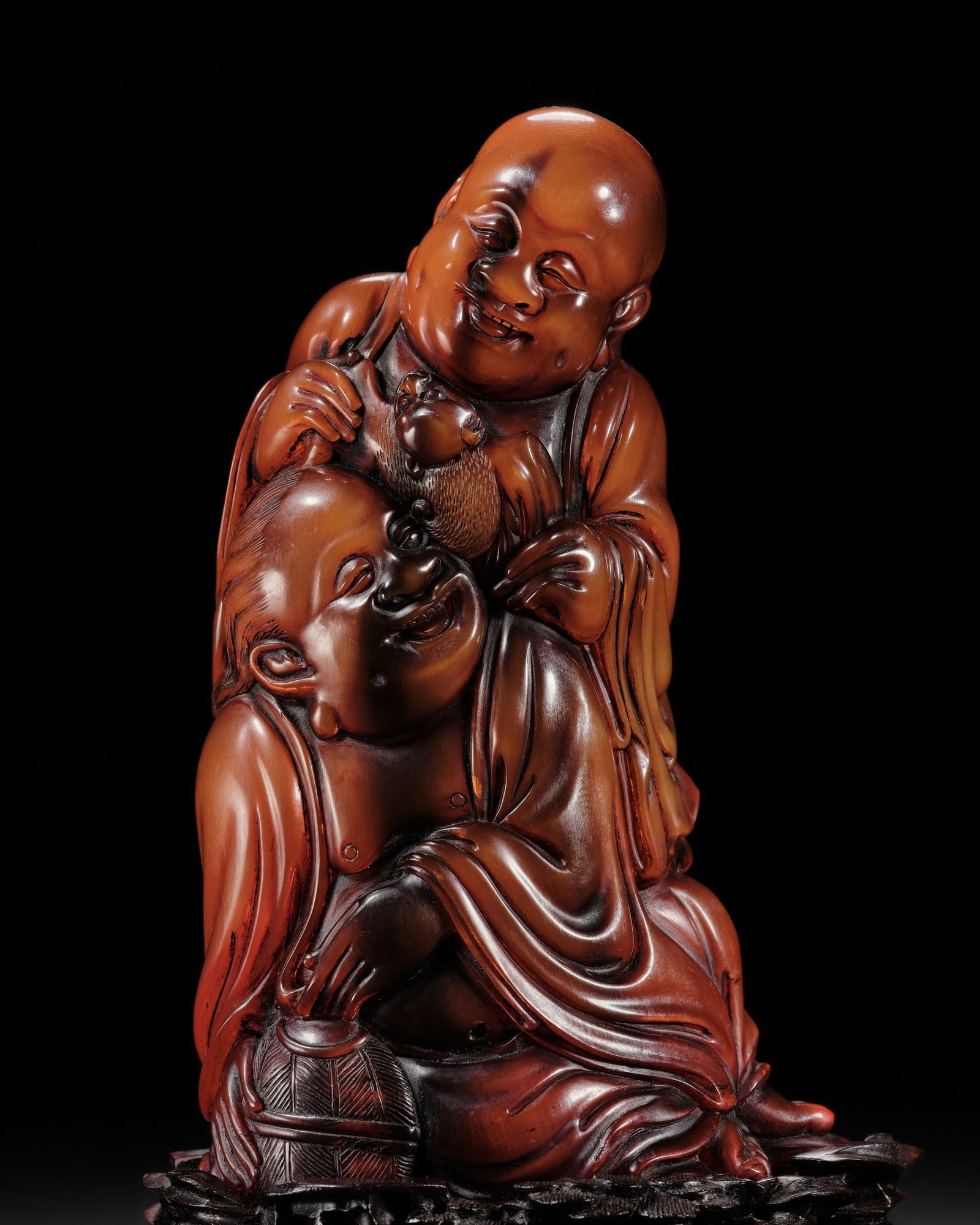 AN EXCEPTIONALLY FINE HORN CARVING OF HEHE ERXIAN, WANLI MARK AND PERIOD (1 of 16)