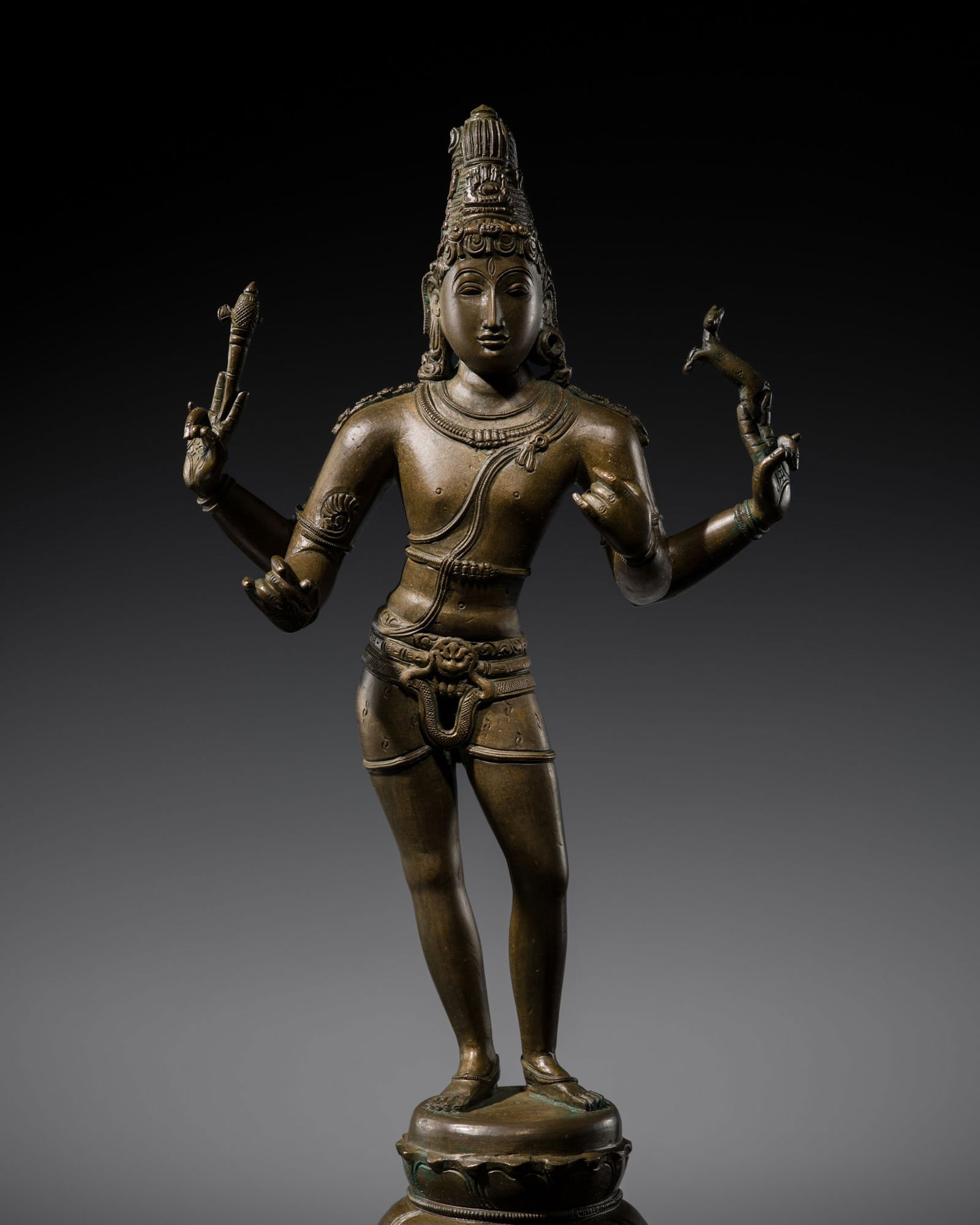 A BRONZE FIGURE OF SHIVA VINADHARA DAKSHINAMURTI, SOUTH INDIA, 18TH-19TH CENTURY (1 of 16)