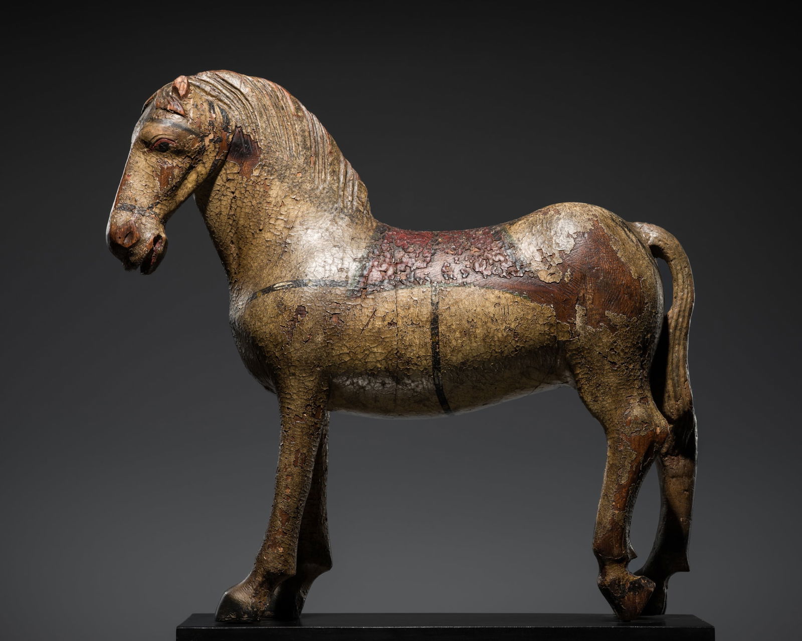 A POLYCHROME WOOD FIGURE OF A MARWARI HORSE, RAJASTHAN, 19TH CENTURY (1 of 9)