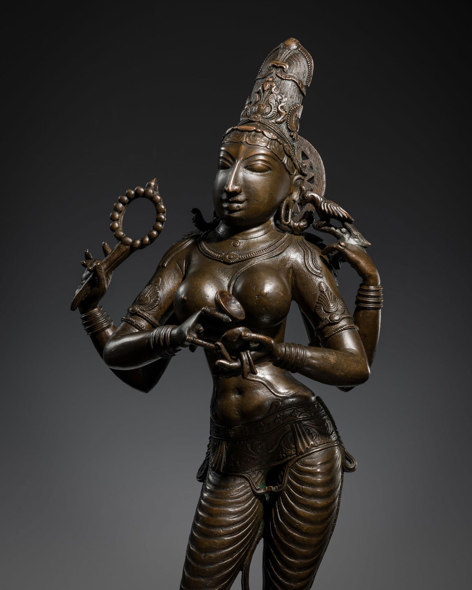 A BRONZE FIGURE OF LAKSHMI, SOUTH INDIA, 19TH TO MID-20TH CENTURY (1 of 12)