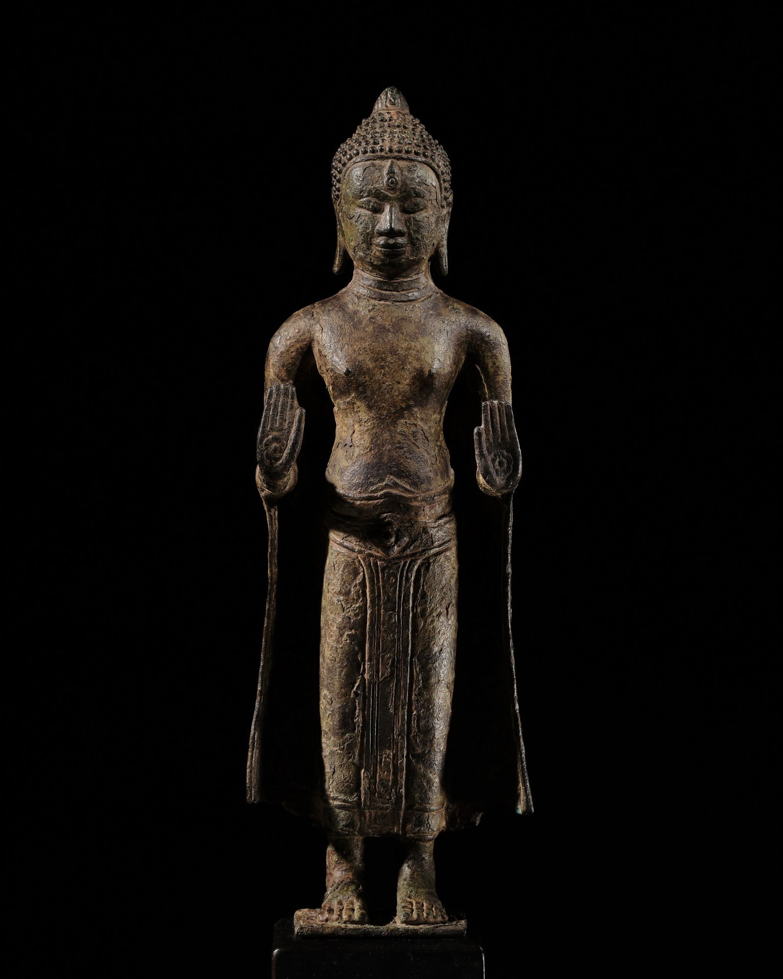 A BRONZE FIGURE OF BUDDHA SHAKYAMUNI, THAILAND, LOPBURI STYLE, 13TH-14TH CENTURY (1 of 11)