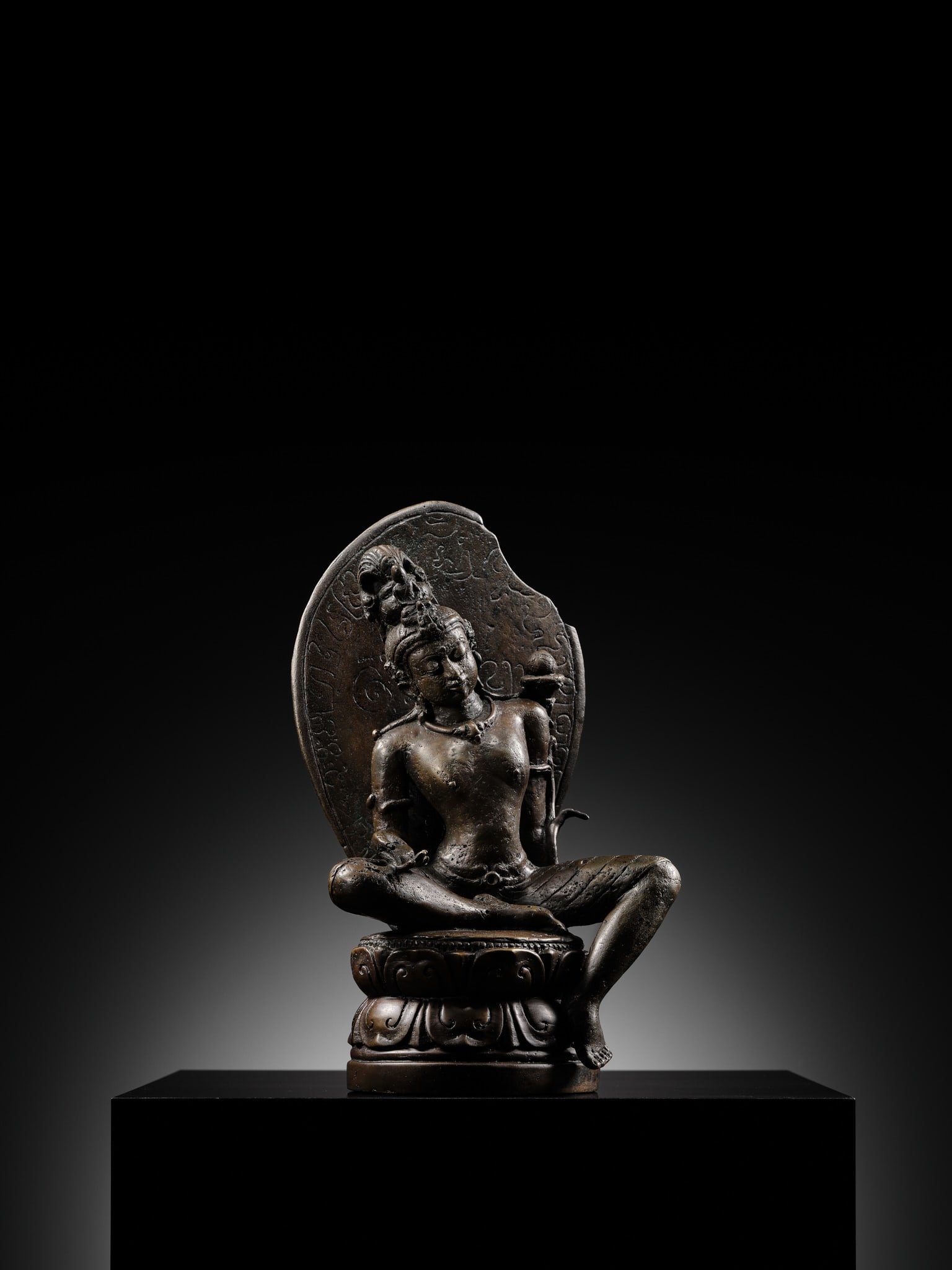 AN INSCRIBED BRONZE FIGURE OF PADMPAPANI, CENTRAL JAVA, MUSI DELTA, 9TH-10TH CENTURY - 7