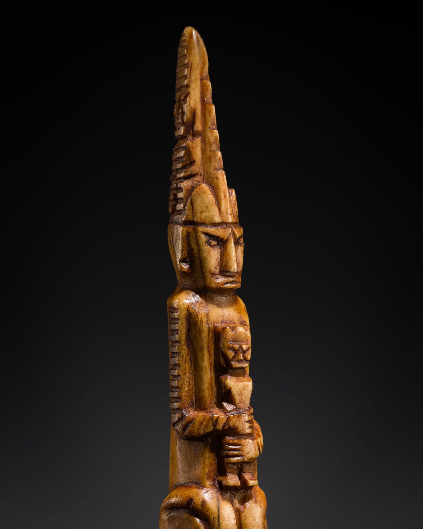 A DEER ANTLER FIGURE OF A MOTHER AND CHILD, DAYAK PEOPLE, BORNEO, SARAWAK (1 of 14)