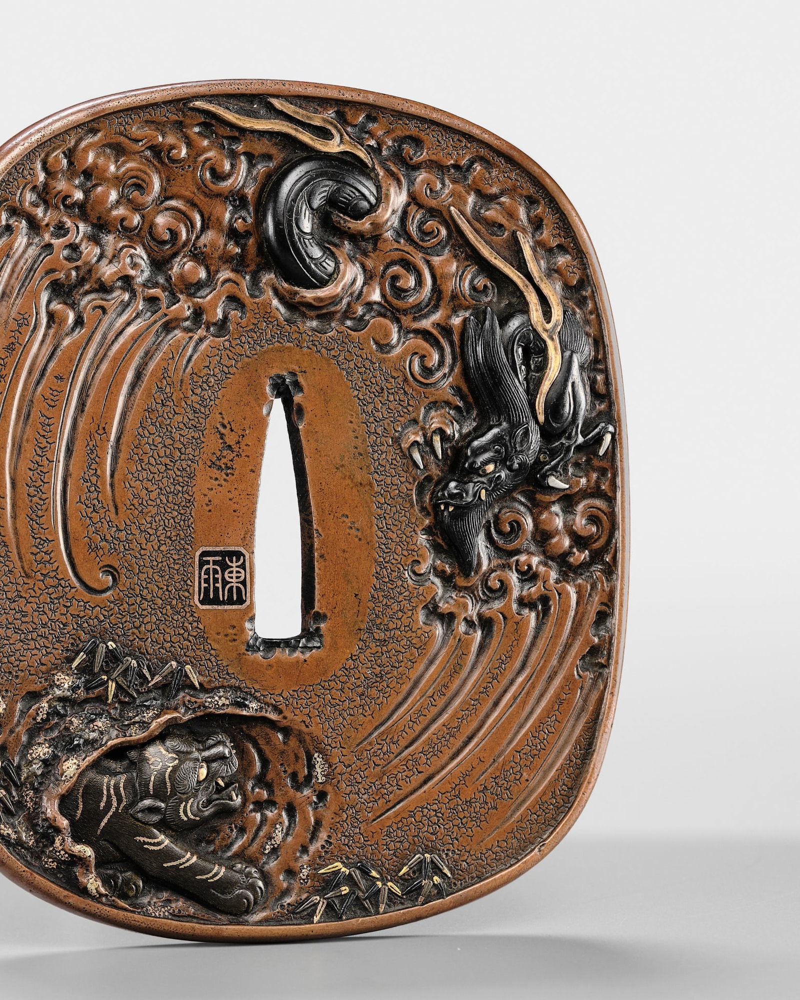 TSUCHIYA YASUCHIKA V: A LARGE AND SUPERB SUAKA 'DRAGON' TSUBA (1 of 12)