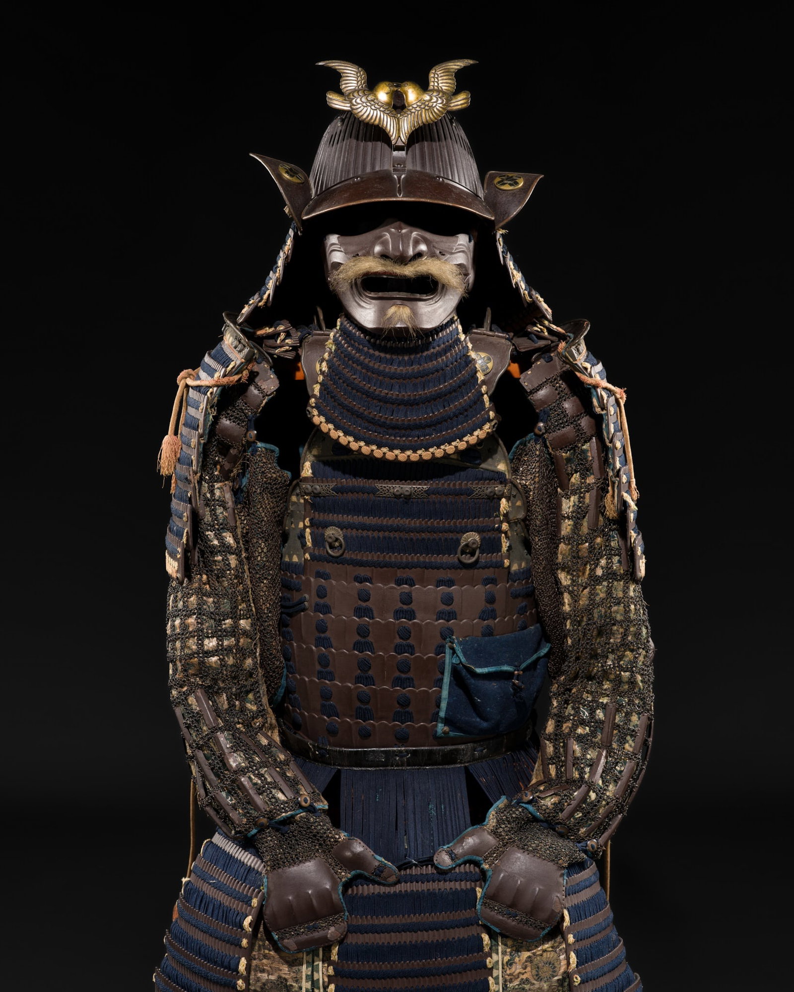 SAOTOME IETSUGU: AN OKEGAWA NIMAI-DO (TWO-PIECE CUIRASS ARMOR) AND IRON SUJIBACHI KABUTO, WITH: SAOTOME IETSUGU: AN OKEGAWA NIMAI-DO (TWO-PIECE CUIRASS ARMOR) AND IRON SUJIBACHI KABUTO, WITH NKBKHK TOKUBETSU KICHO (ESPECIALLY IMPORTANT) SHIRYO CERTIFICATE The kabuto by Saotome Ietsugu, signed Sa