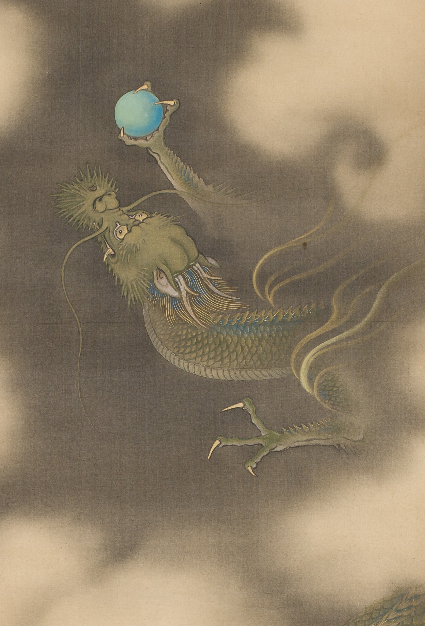 SUIHO: DRAGON CHASING THE MAGIC PEARL: SUIHO: DRAGON CHASING THE MAGIC PEARL By Yonai Suiho (1892-1970), signed Suiho with seal Suiho Japan, first half of the 20th century, Taisho (1912-1926) to Showa era (1926-1989) Ink, watercolors, and 