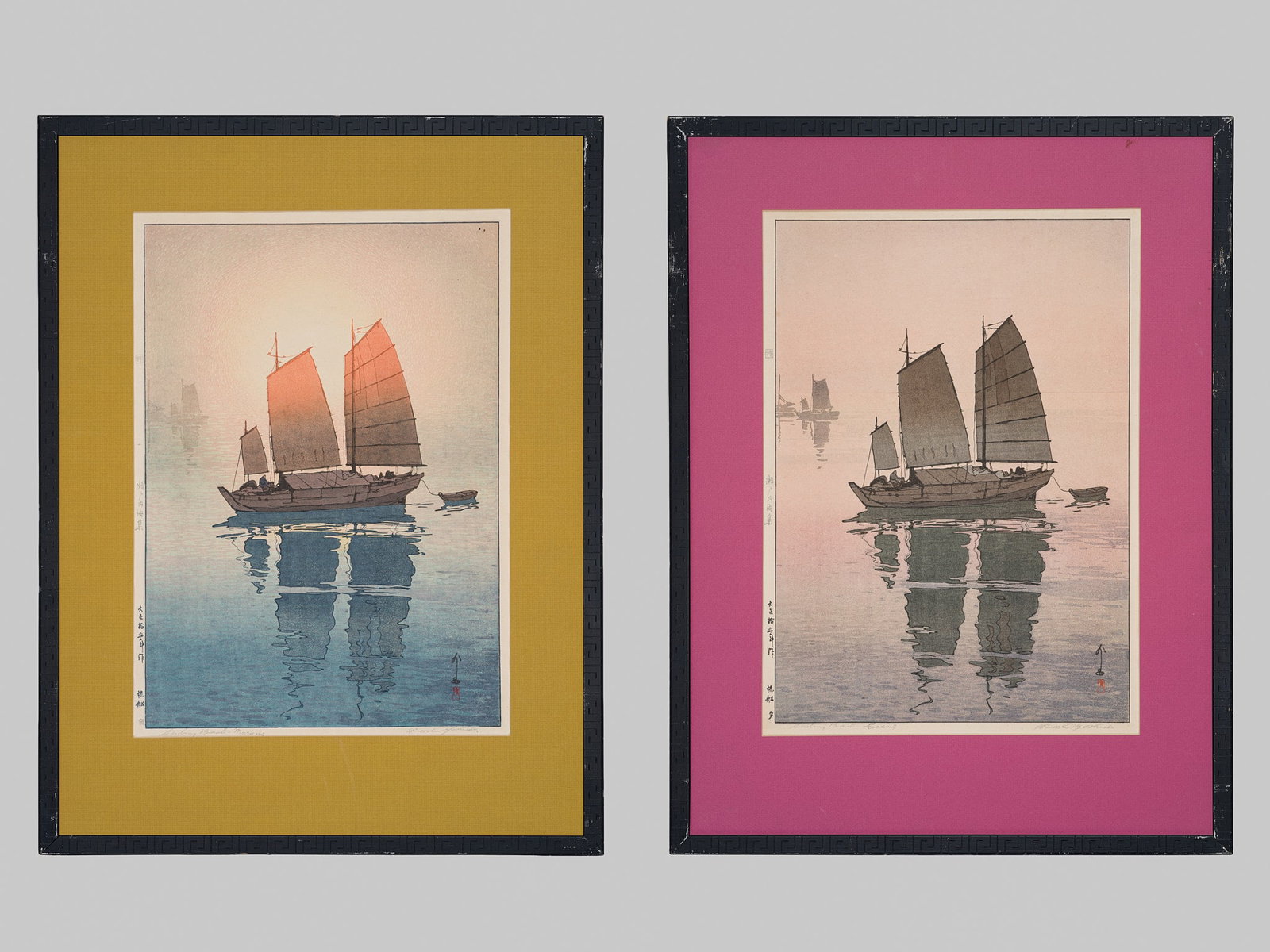 HIROSHI YOSHIDA: AN EXCEPTIONAL GROUP OF TWO PRINTS FROM THE SERIES INLAND SEA, WITH TOKU (SPECIAL): HIROSHI YOSHIDA: AN EXCEPTIONAL GROUP OF TWO PRINTS FROM THE SERIES INLAND SEA, WITH TOKU (SPECIAL) SEALS By Yoshida Hiroshi (1876-1950), signed Yoshida and sealed Hiroshi Japan, dated 1926 Two color 