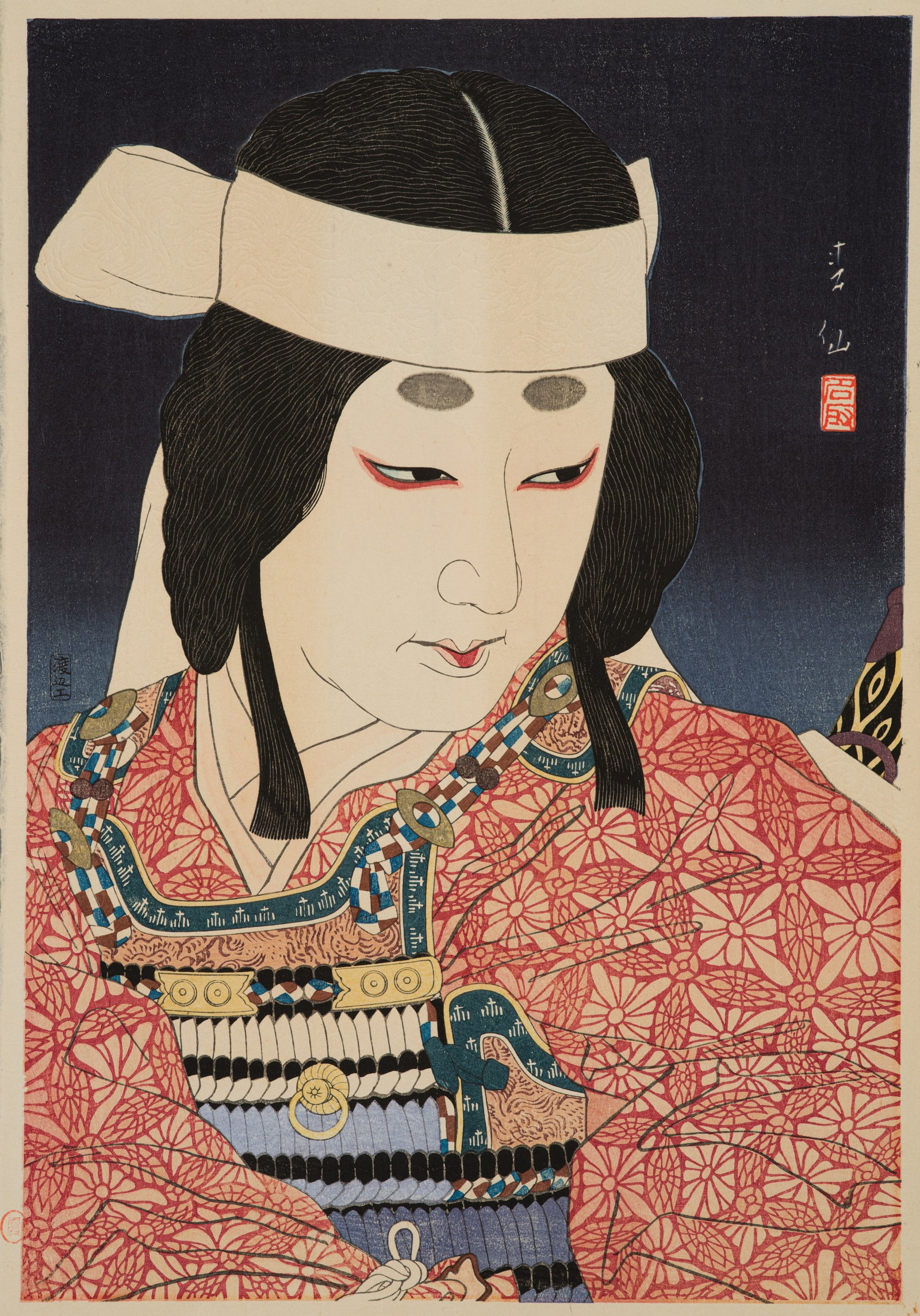NATORI SHUNSEN: ACTOR NAKAMURA SHIKAKU II AS SHIZUKA GOZEN AT HORIKAWA: NATORI SHUNSEN: ACTOR NAKAMURA SHIKAKU II AS SHIZUKA GOZEN AT HORIKAWA By Natori Shunsen (1886-1960), signed Shunsen and sealed Natori Japan, 1926 Color woodblock print on paper. Vertical oban. Signed