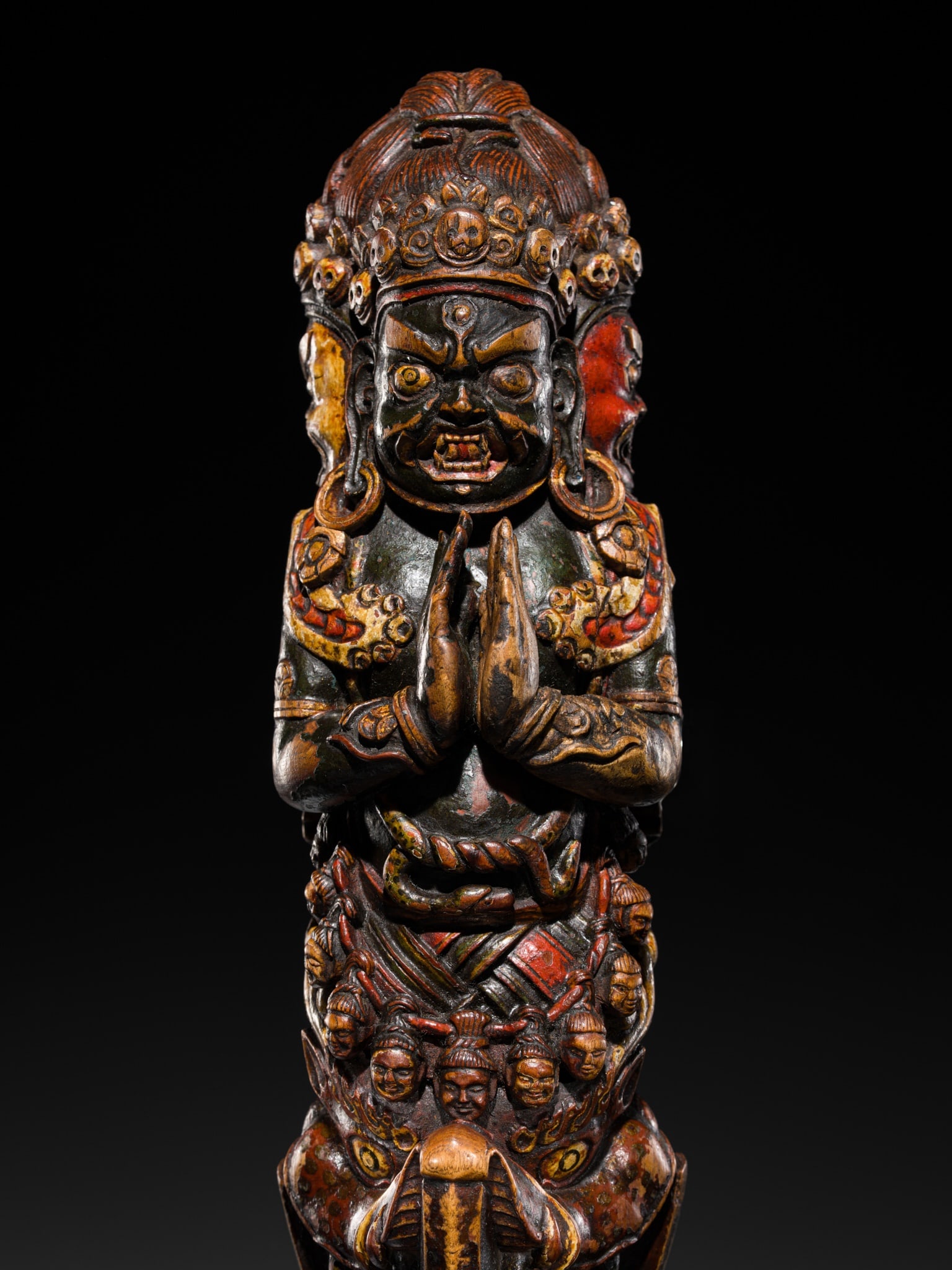 A POLYCHROME WOOD PHURBA, TIBET, 17TH-18TH CENTURY (1 of 13)