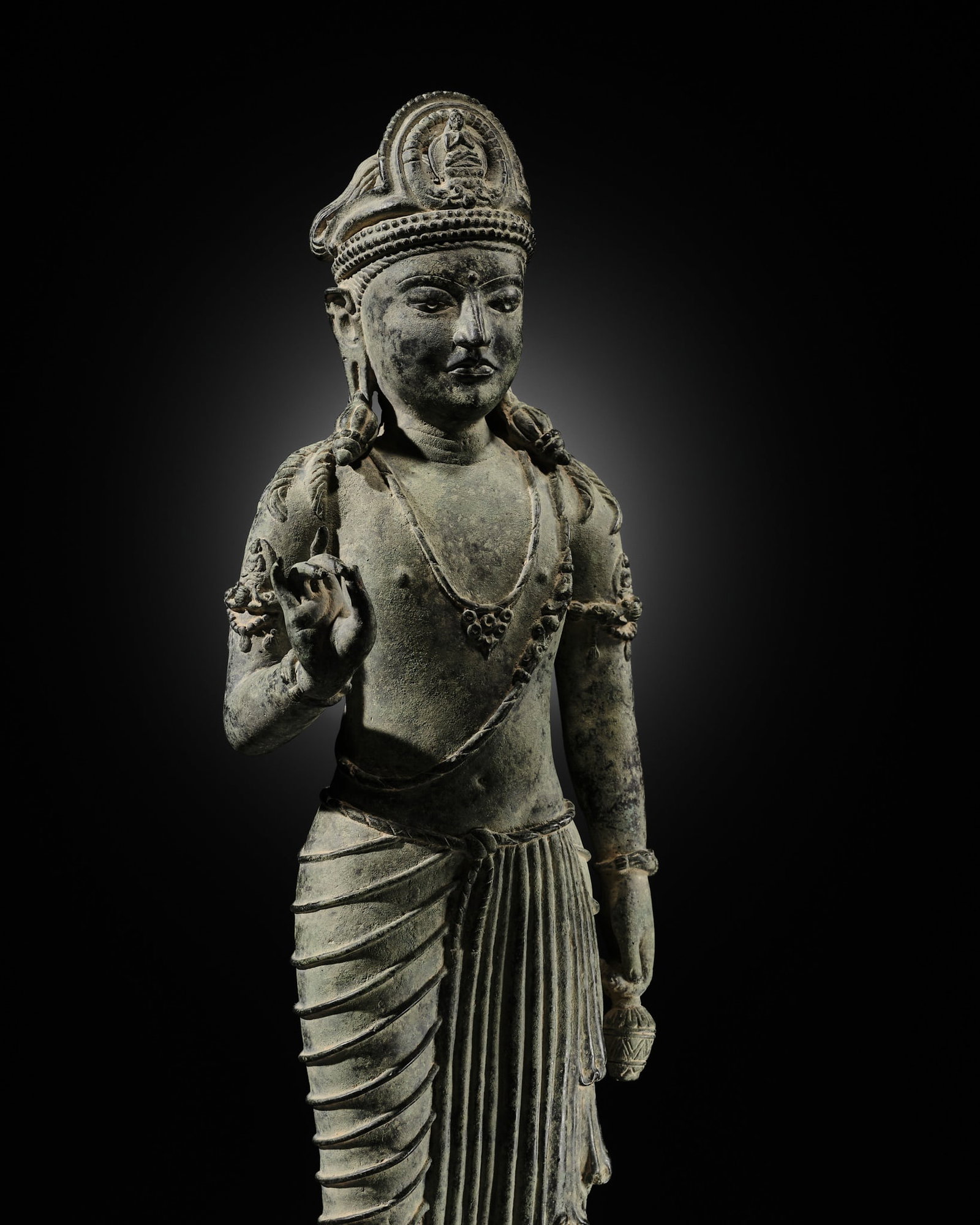 A LARGE AND RARE BRONZE FIGURE OF AVALOKITESHVARA, KASHMIR OR WESTERN HIMALAYAS, 9TH-11TH CENTURY (1 of 17)
