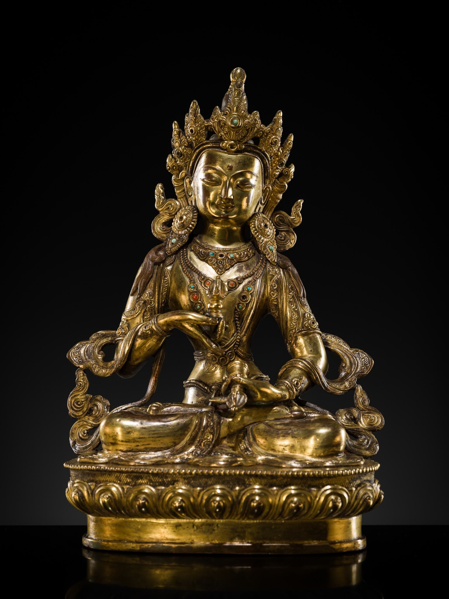 A GILT-BRONZE FIGURE OF VAJRASATTVA, TIBET OR NEPAL, 19TH-EARLY 20TH CENTURY (1 of 16)
