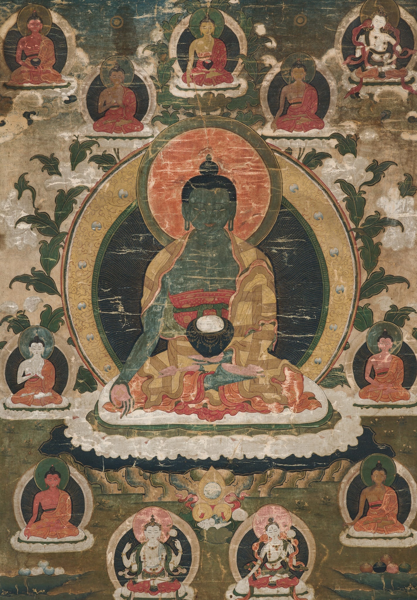 A FINE THANGKA OF THE MEDICINE BUDDHA, BHAISAJYAGURU, TIBET, 18TH-19TH CENTURY (1 of 11)