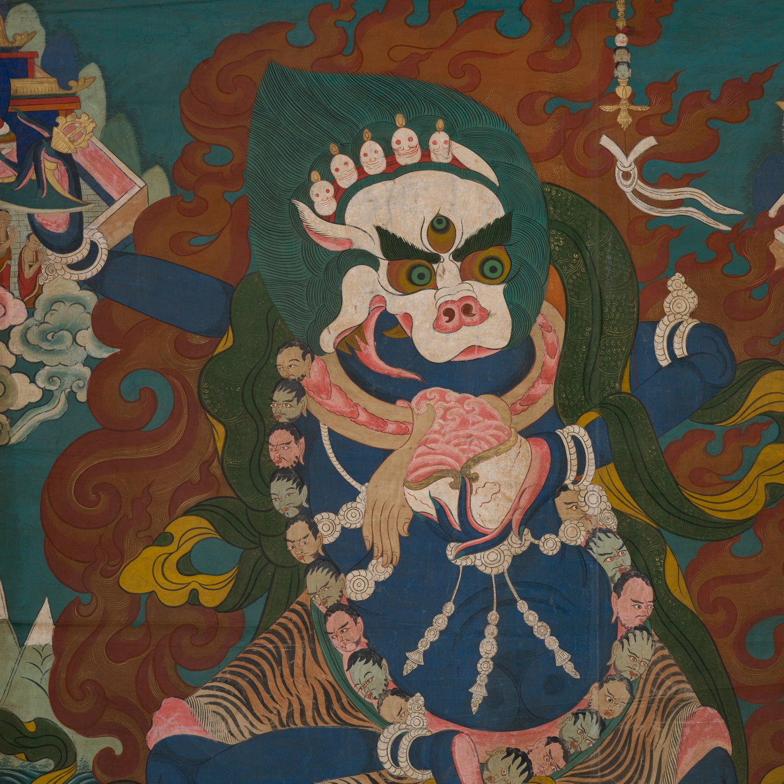 A VERY LARGE (165 x 124 CM) THANGKA OF SIMHAMUKHA (SIMHAVAKTRA), HIMALAYAN REGION, 19TH CENTURY (1 of 15)