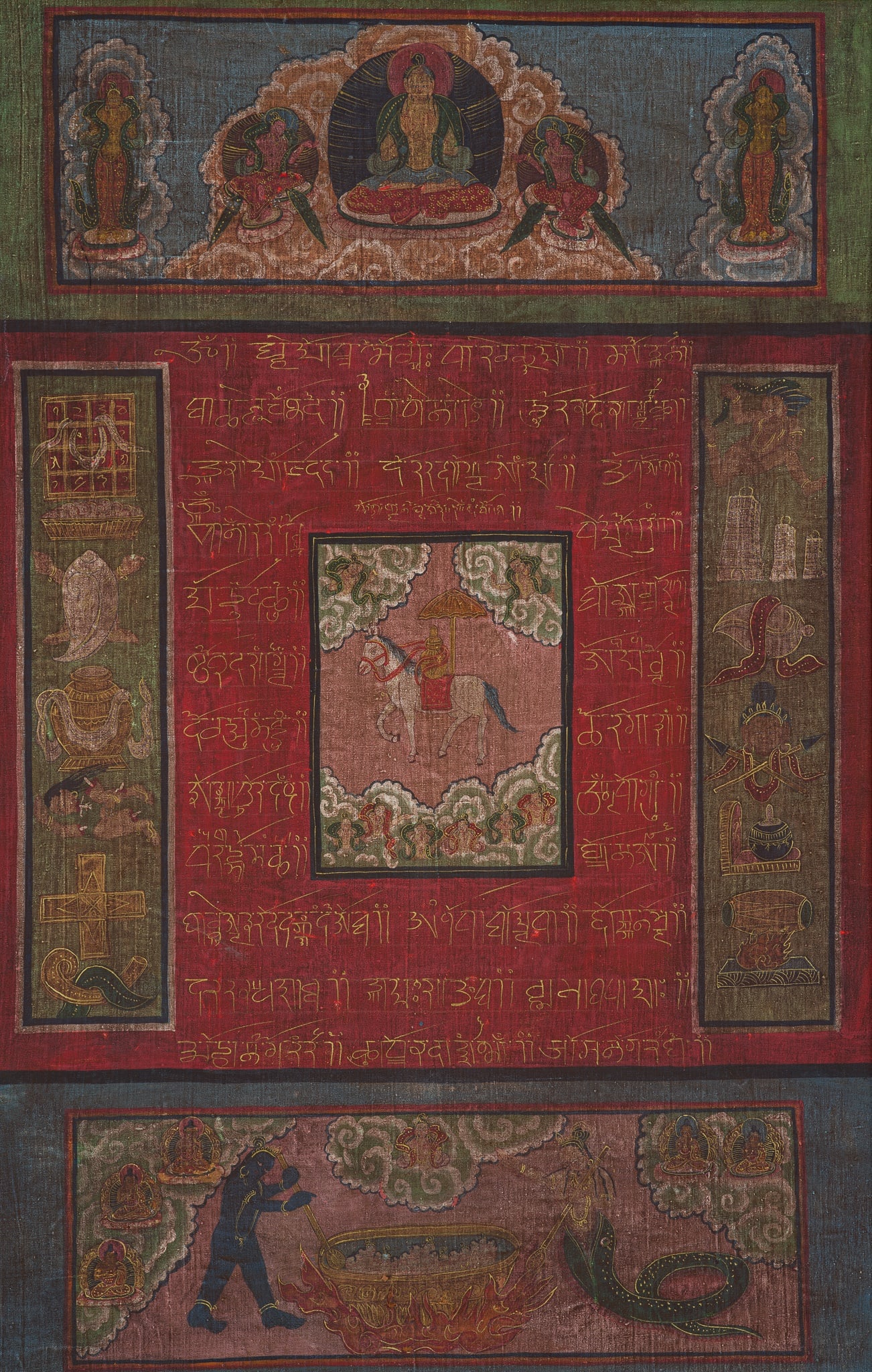 A FINE THANGKA DEPICTING THE PRECIOUS HORSE OF THE CHAKRAVARTIN, TIBET, 19TH CENTURY (1 of 8)