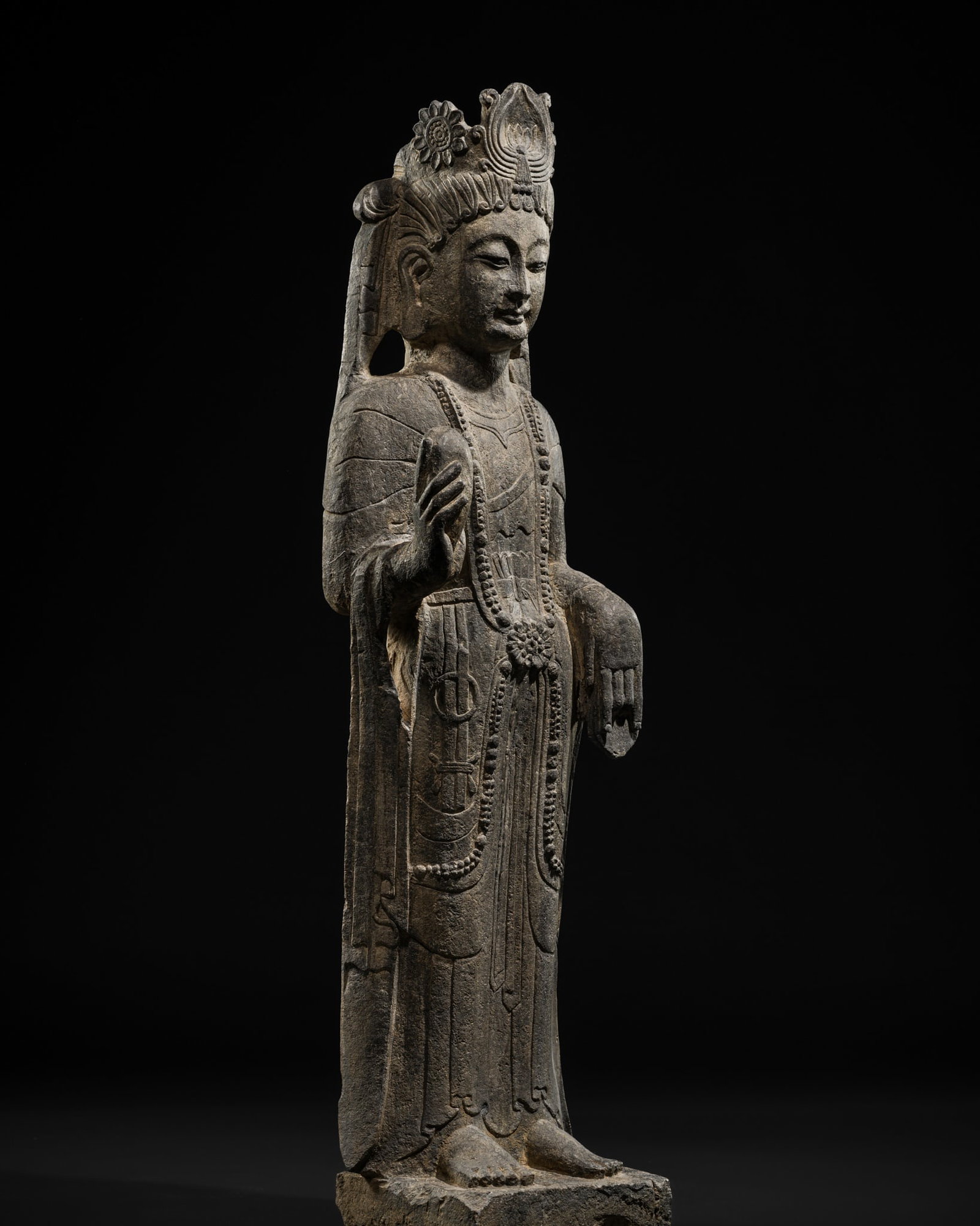 A LARGE LIMESTONE FIGURE OF A BODHISATTVA, NORTHERN QI DYNASTY (1 of 11)