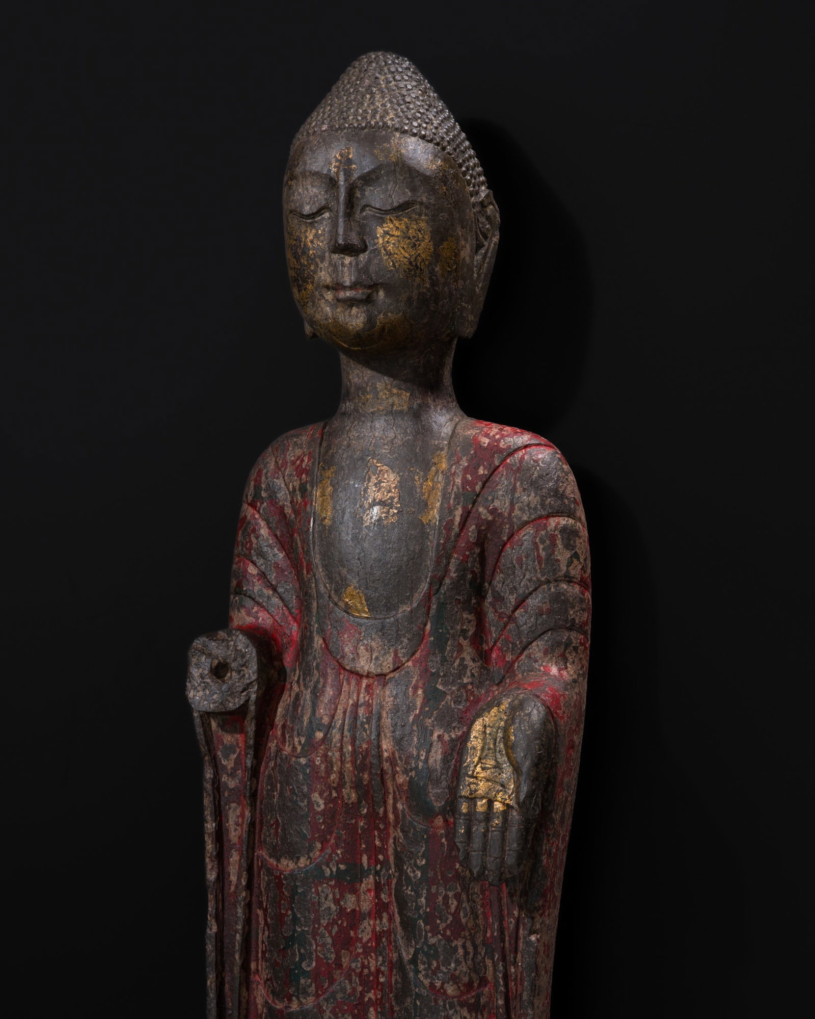 A RARE AND LARGE LIMESTONE FIGURE OF BUDDHA, NORTHERN QI DYNASTY (1 of 12)