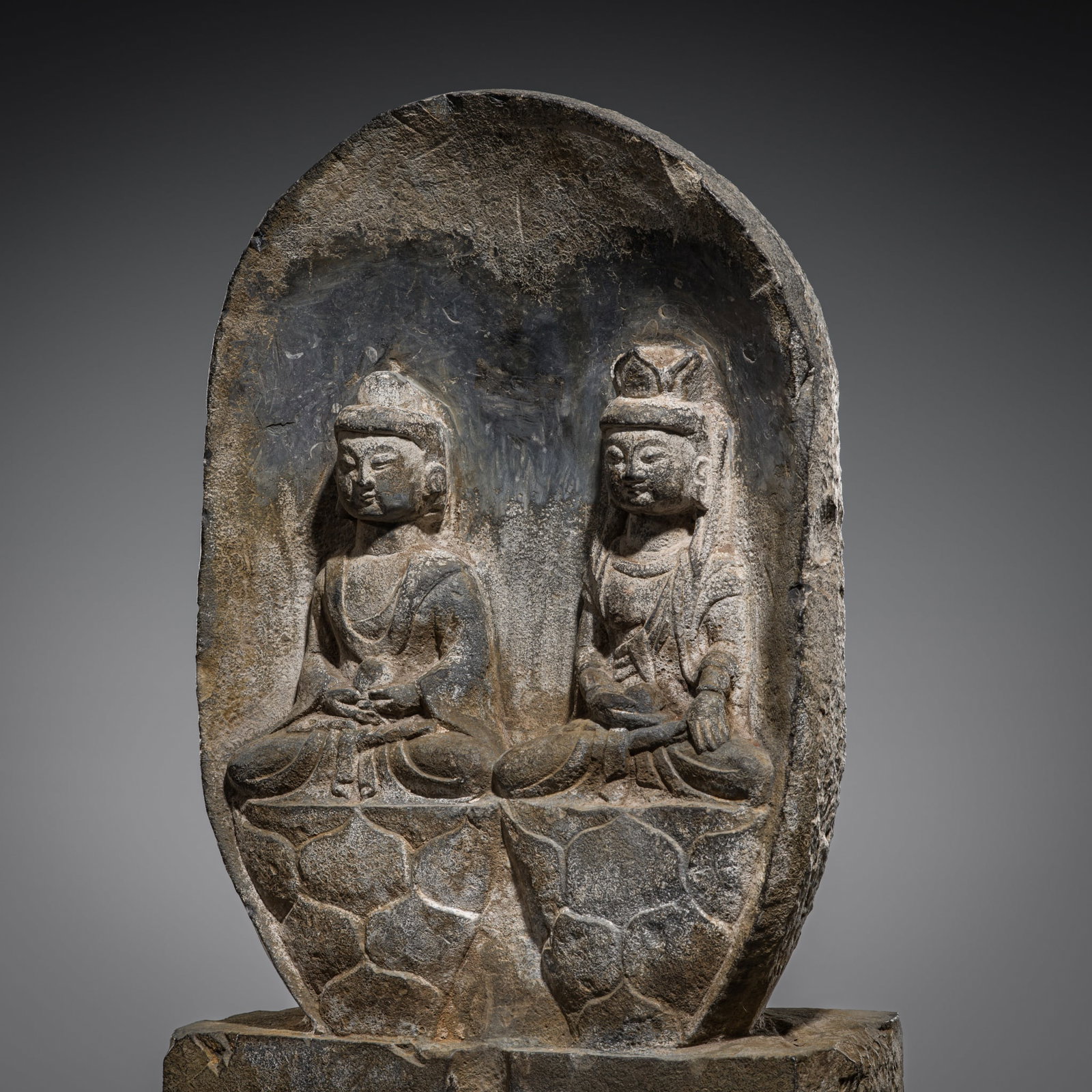 A GRAY STONE STELE OF BUDDHA AND BODHISATTVA, NORTHERN WEI-EARLY TANG DYNASTY, 6TH-7TH CENTURY (1 of 13)