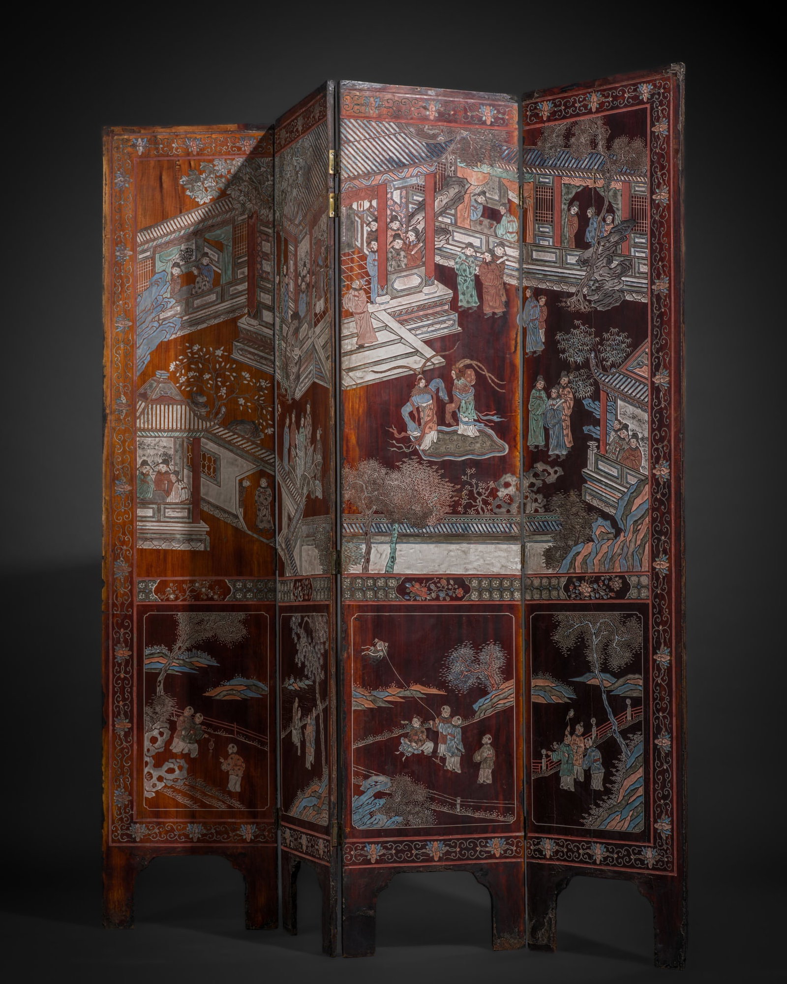 AN INSCRIBED 'LANTINGJI XU' FOUR-PANEL COROMANDEL LACQUER SCREEN (1 of 15)