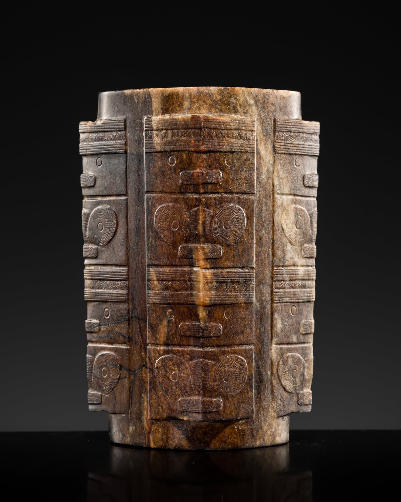 A FOUR-TIERED JADE CONG, NEOLITHIC PERIOD, LIANGZHU CULTURE (1 of 14)