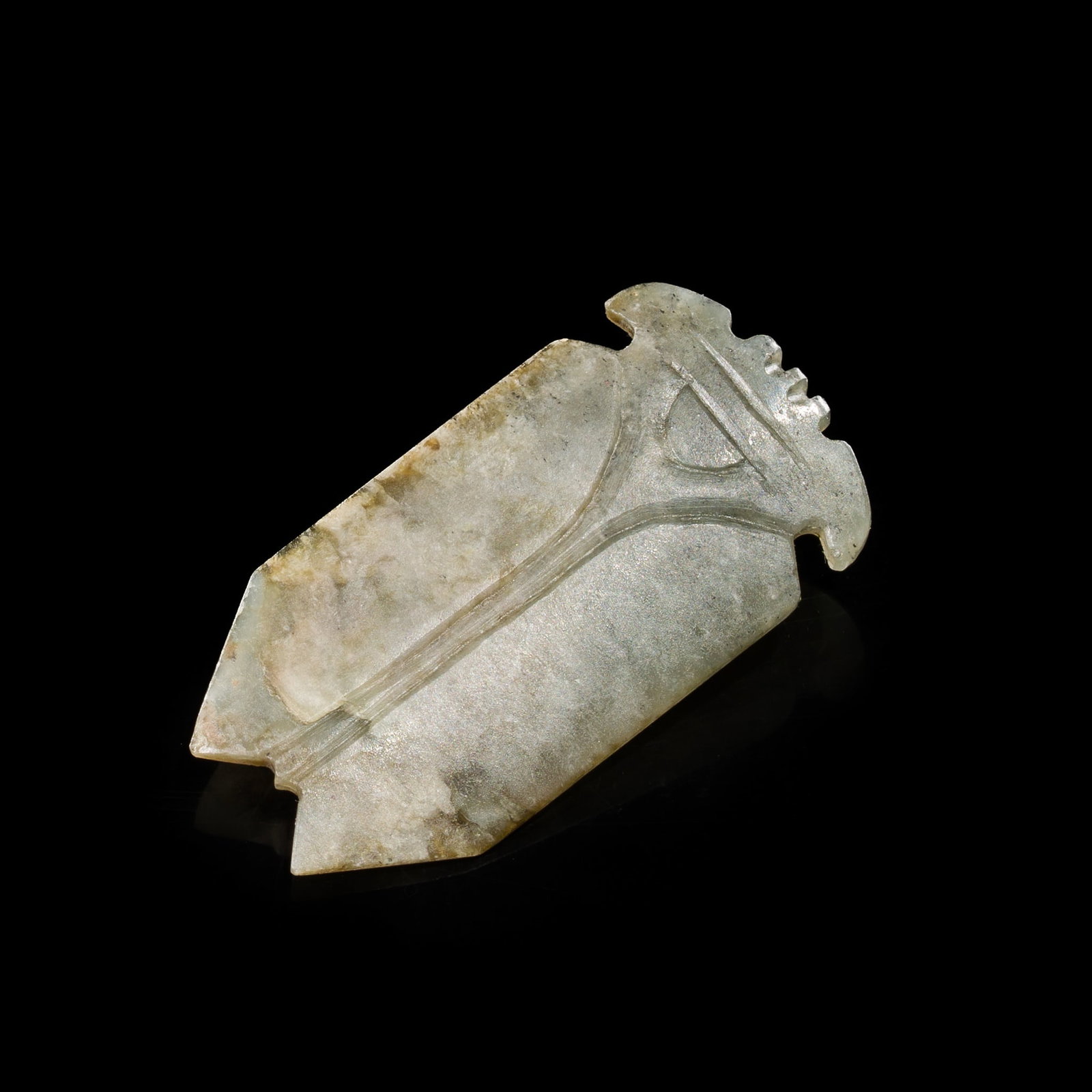 A GREEN JADE 'CICADA' PENDANT, HAN DYNASTY (1 of 13)