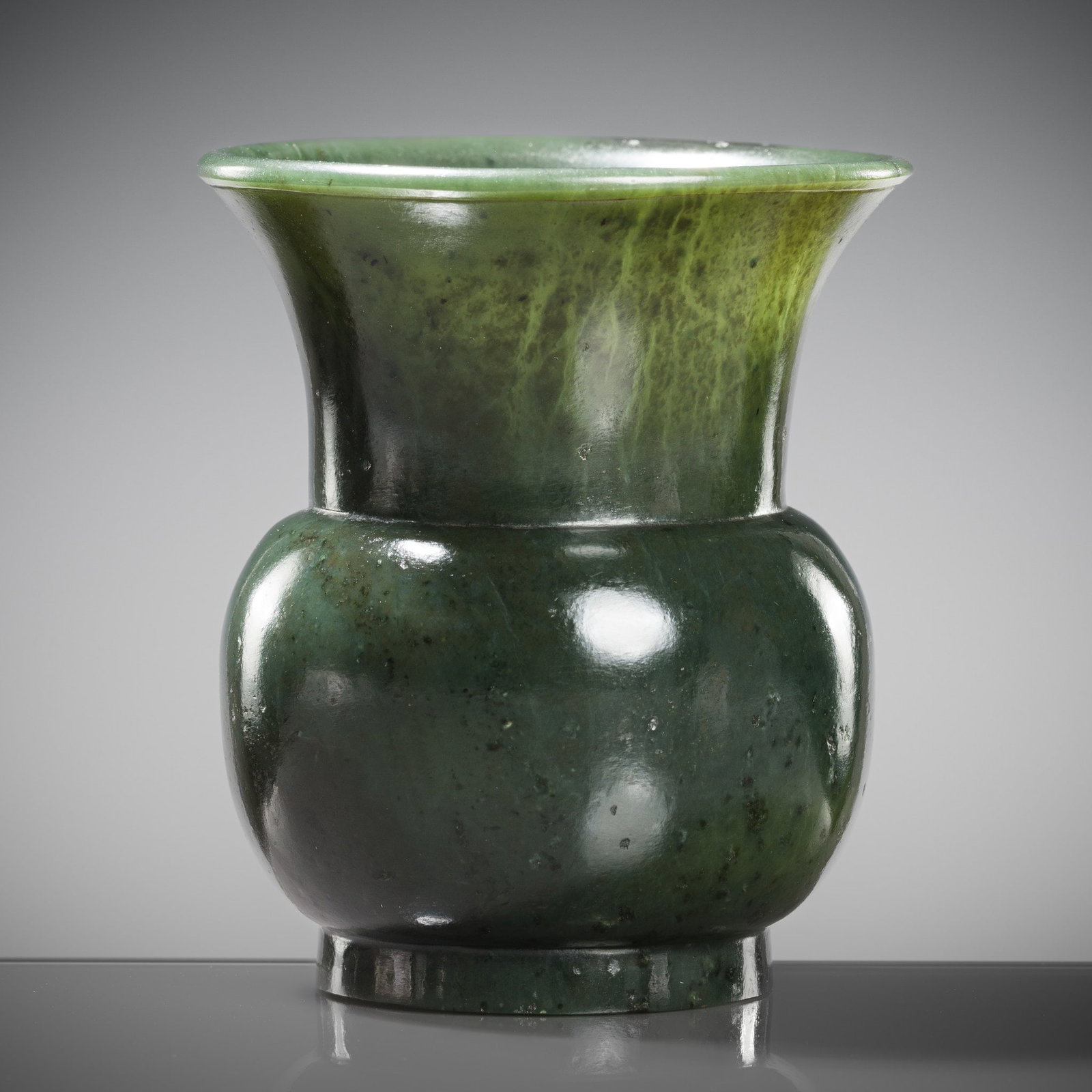 A SPINACH-GREEN JADE ZHADOU, LATE MING TO EARLY QING (1 of 11)