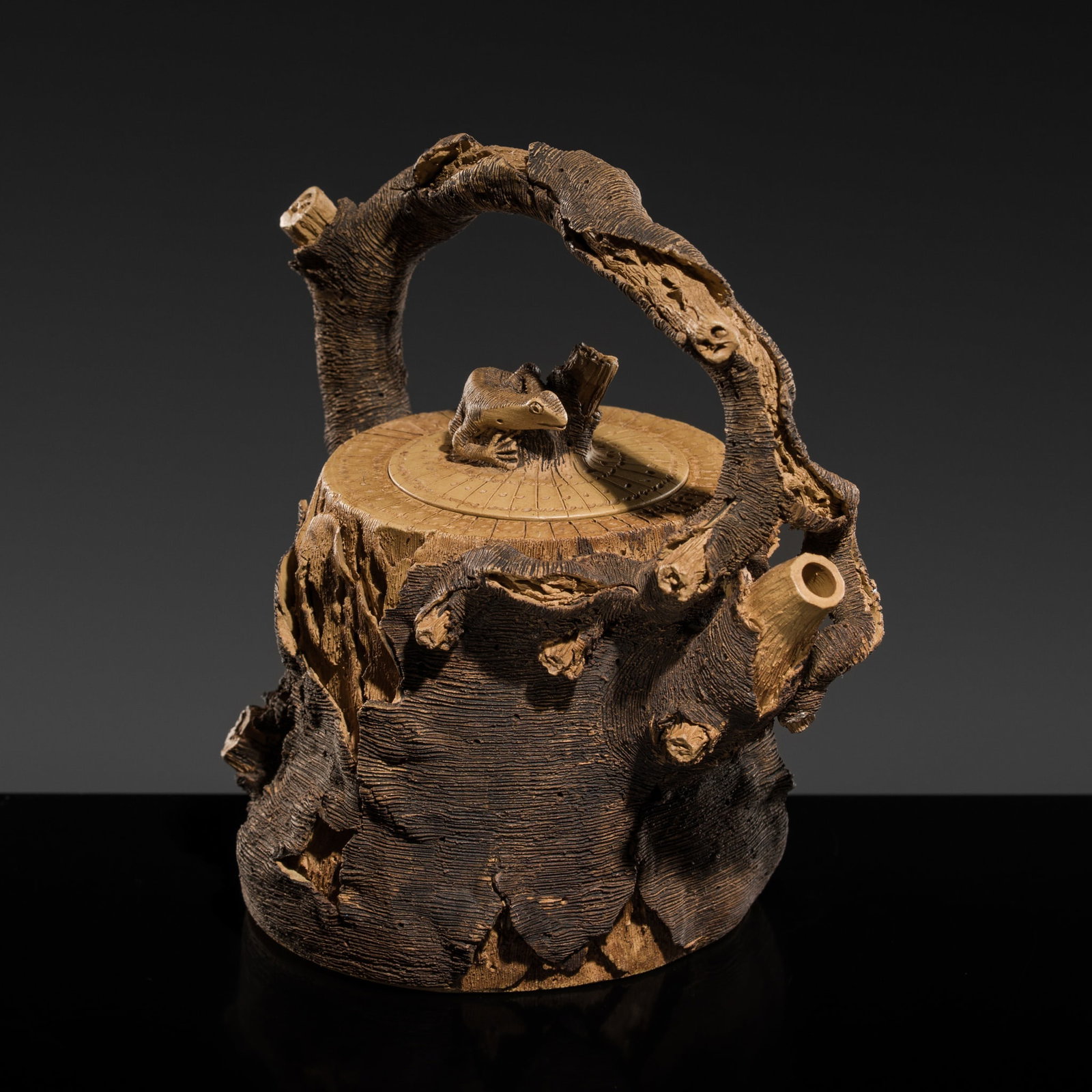 AN YIXING CLAY 'TREE STUMP' TEA POT BY YANG SHUIDING (1 of 18)