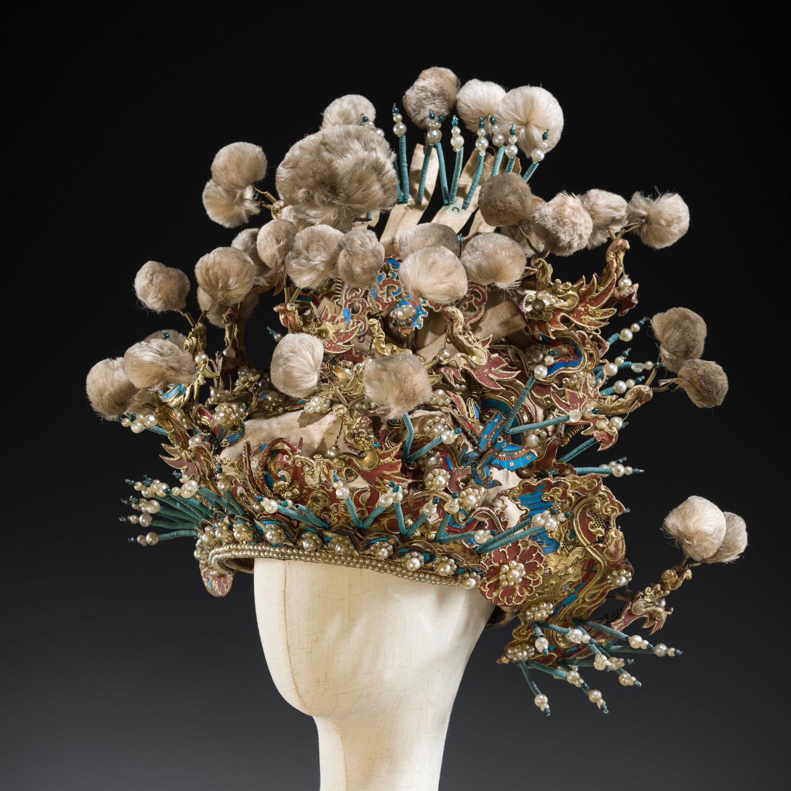 A KINGFISHER FEATHER-EMBELLISHED PEKING OPERA HEADDRESS, KUITOU, LATE QING DYNASTY TO REPUBLIC (1 of 20)