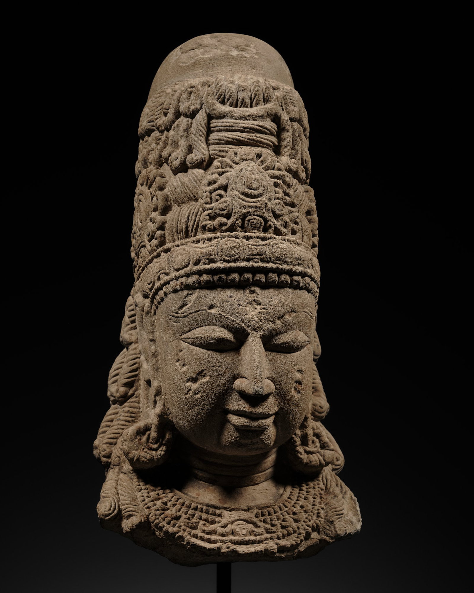 A SANDSTONE SHIVA EKAMUKHALINGA, CENTRAL INDIA, POST-GUPTA PERIOD, 7TH-8TH CENTURY (1 of 11)