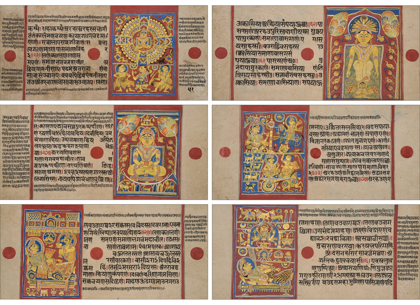 A SET OF SIX ILLUSTRATED FOLIOS FROM A JAIN KALPASUTRA MANUSCRIPT, GUJARAT, 15TH CENTURY (1 of 20)