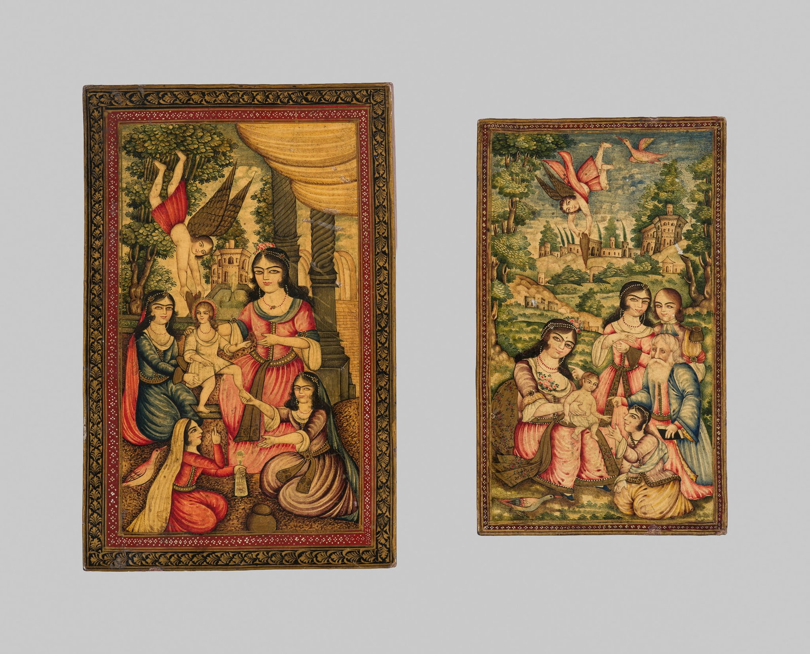 A QAJAR LACQUER PAPIER MÂCHÉ MIRROR CASE WITH THE HOLY FAMILY, 19TH CENTURY (1 of 20)