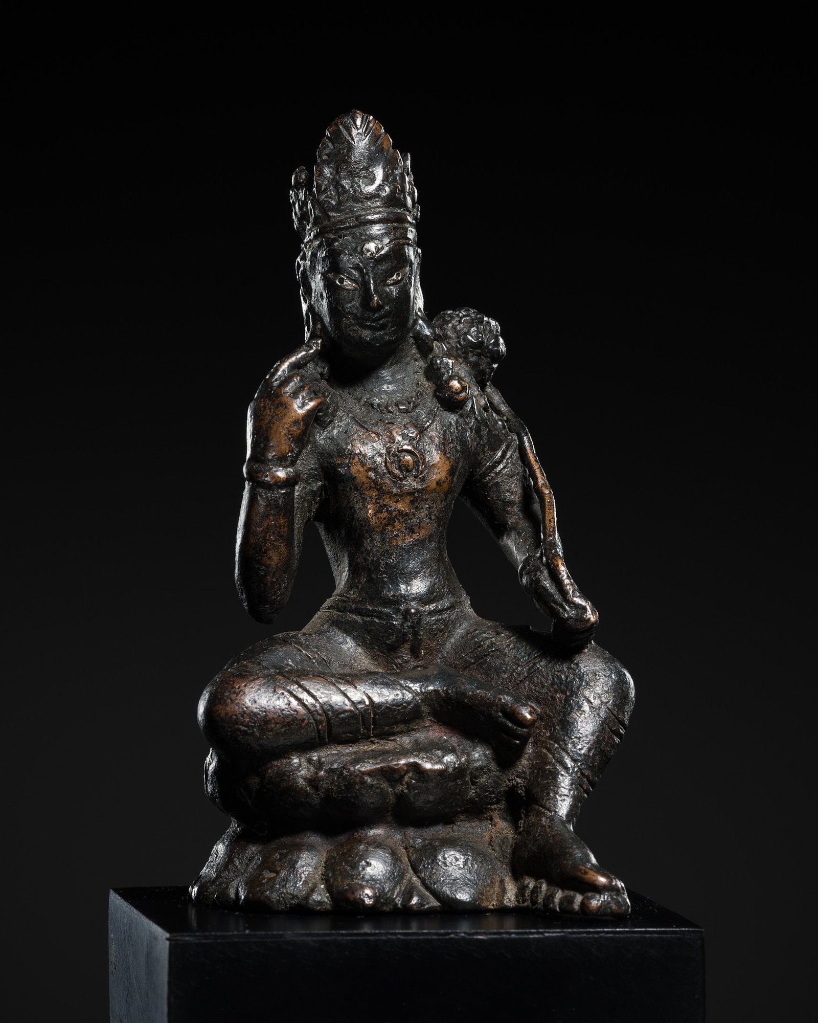 A SILVER-INLAID BRONZE FIGURE OF PADMAPANI, SWAT VALLEY, 7TH-8TH CENTURY (1 of 15)