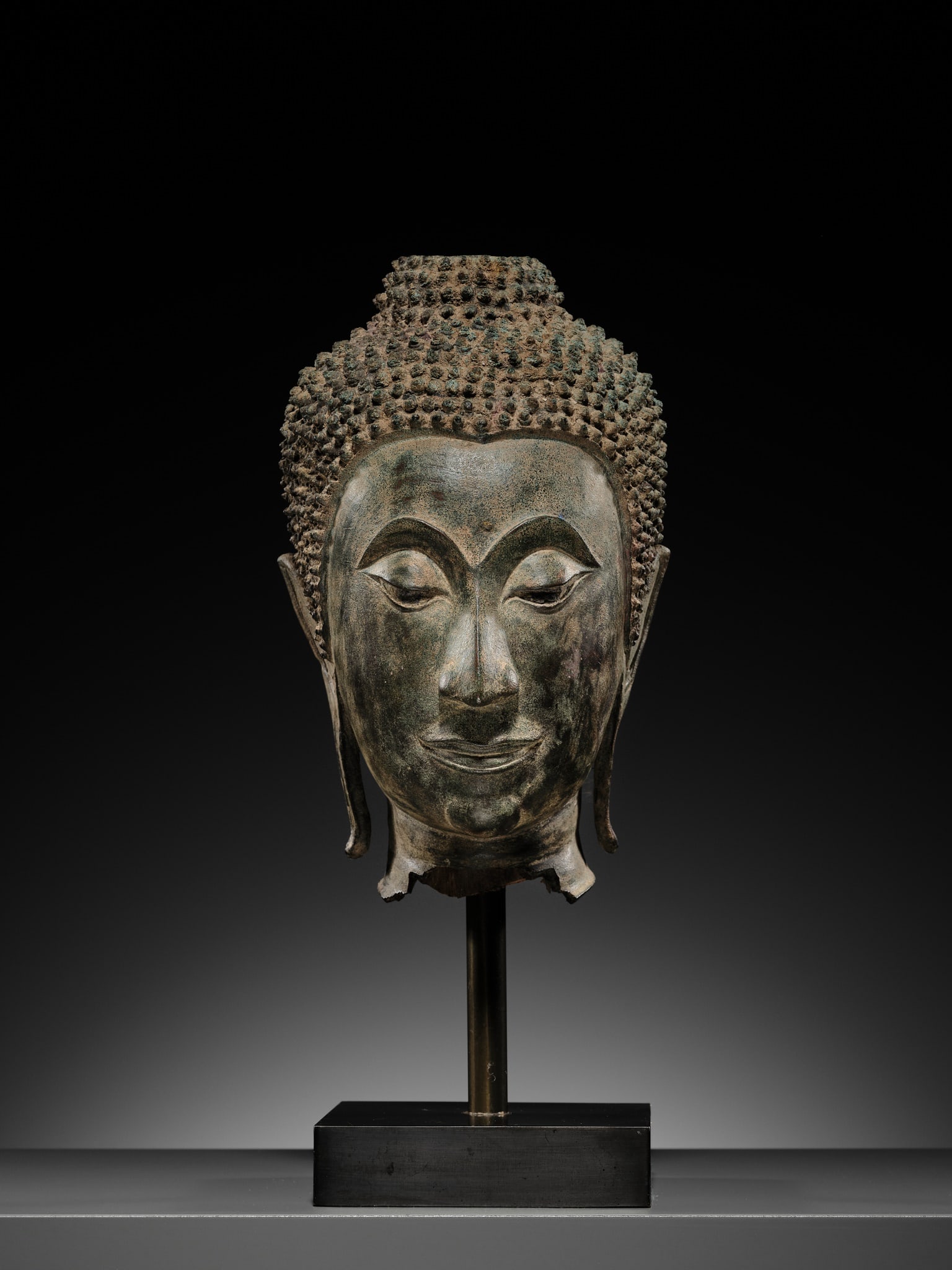 A BRONZE HEAD OF BUDDHA, AYUTTHAYA KINGDOM, 15TH-16TH CENTURY (1 of 13)