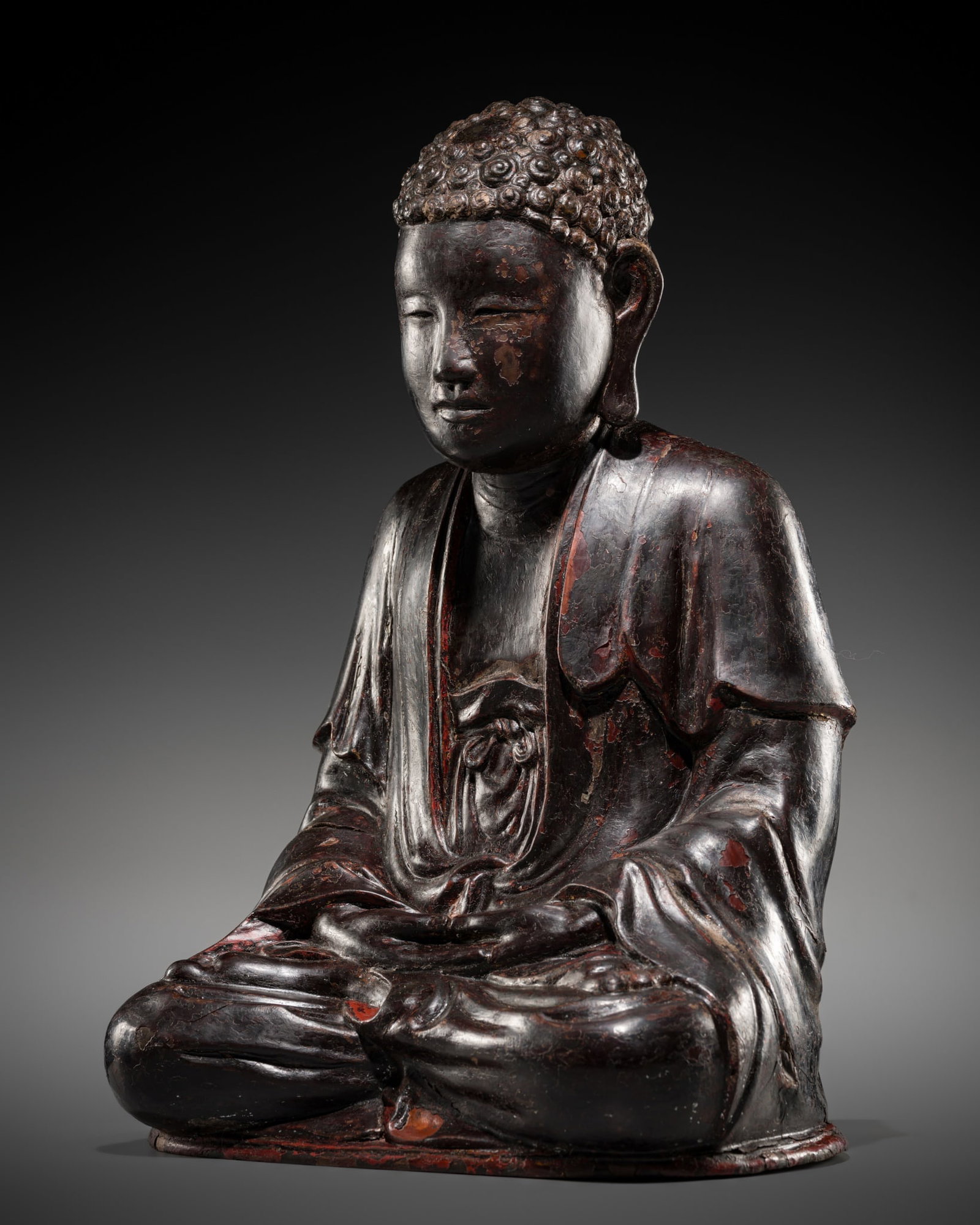 A RARE LACQUERED WOOD STATUE OF BUDDHA, VIETNAM, 17TH-18TH CENTURY (1 of 14)